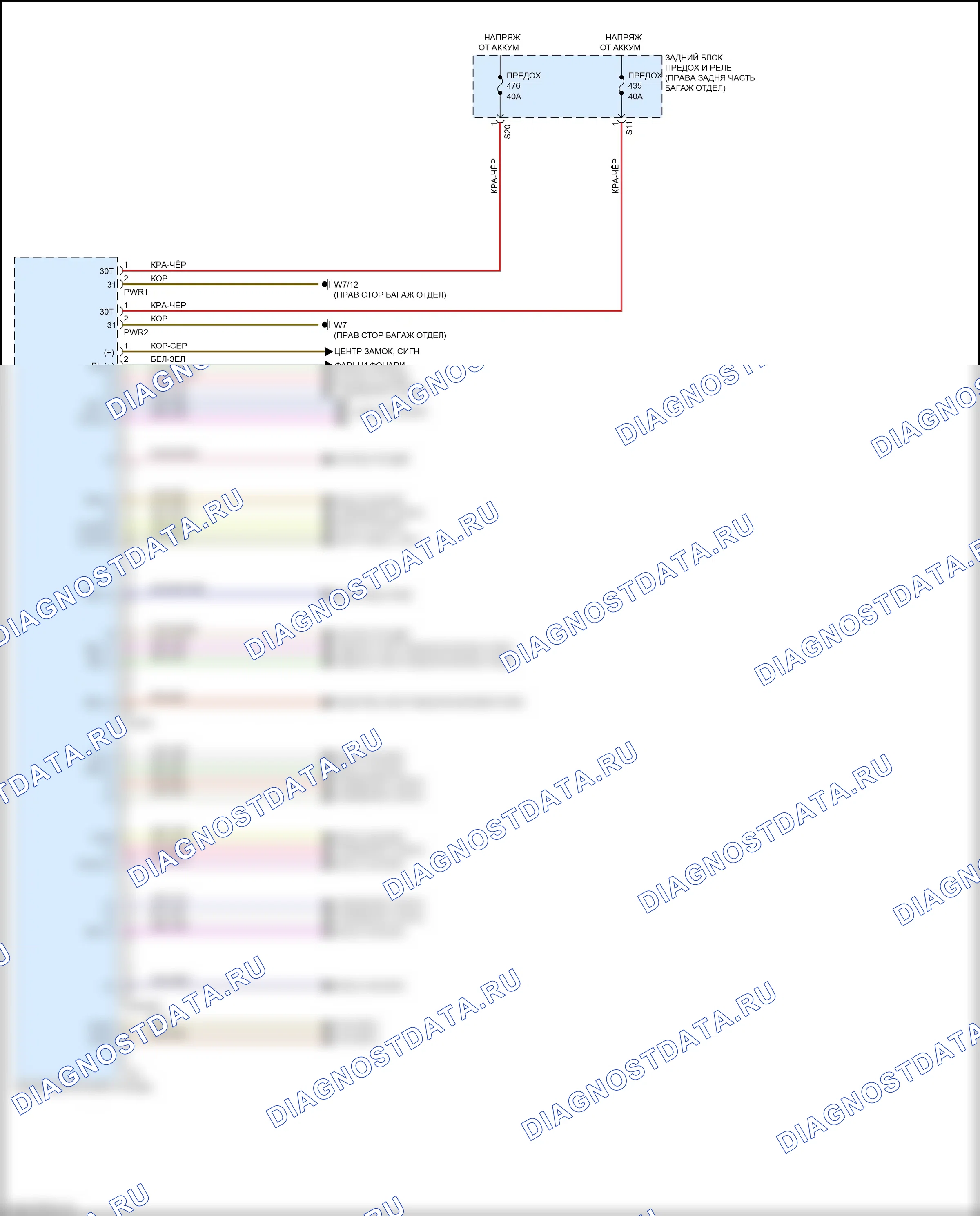Блоки управления кузовом — Электросхема задней центральной панели управления — Электросхема задней центральной панели управления (1 из 2). Mercedes-Benz GLS-класс X167 (2019-2023)