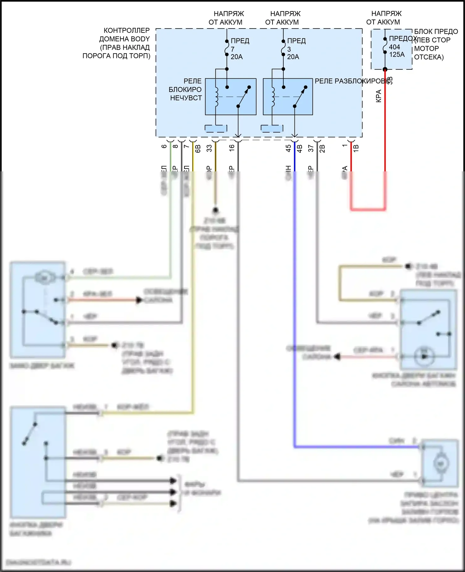 Багажник, задняя дверь, лючок топливного бака — Электросхема открытия багажника и лючка топливного бака, хэтчбек — Электросхема открытия багажника и лючка топливного бака, хэтчбек. MINI Cooper III рестайлинг 2 (2021-2024)