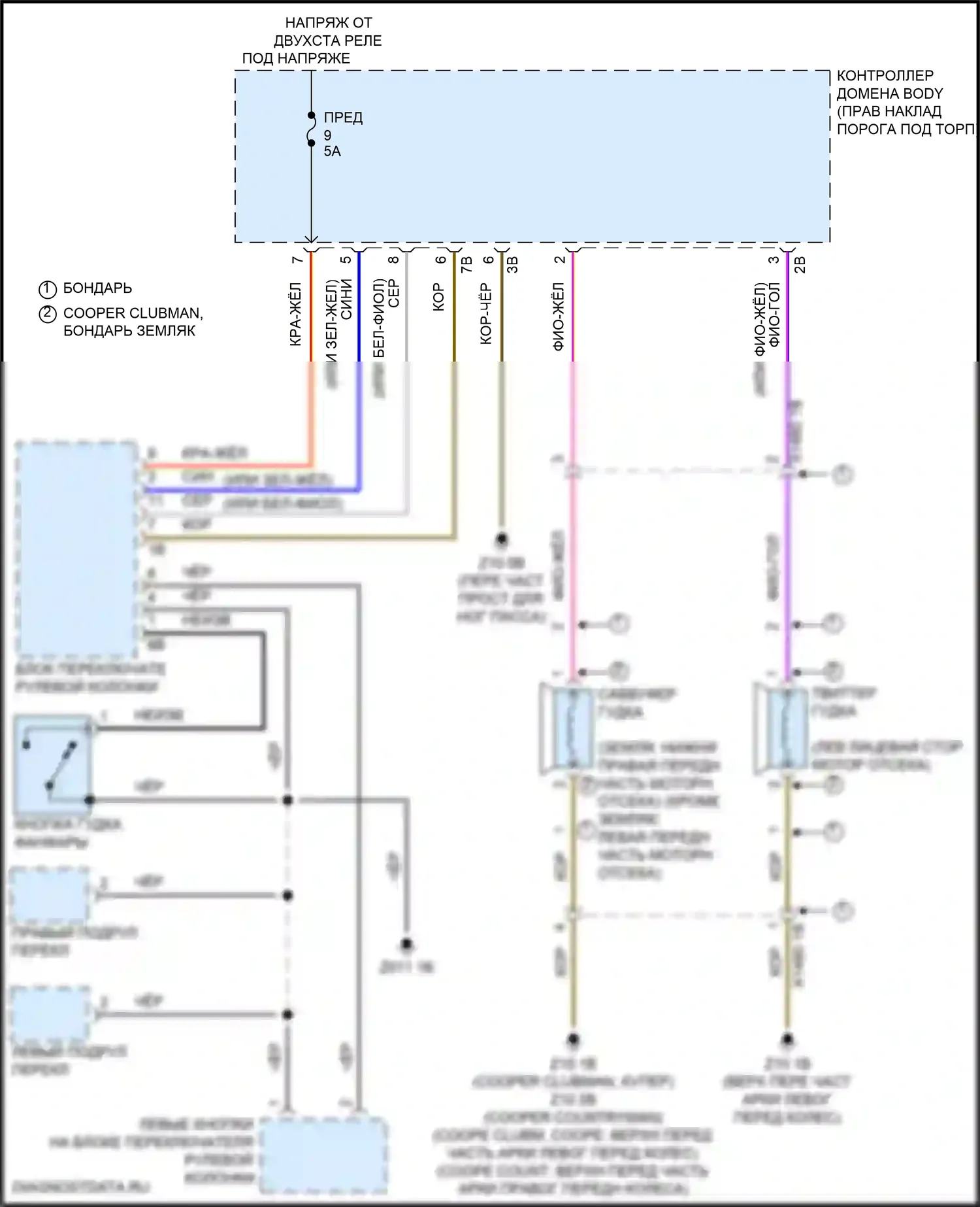 Клаксон — Электросхема клаксона — Электросхема клаксона. MINI Cooper III рестайлинг 2 (2021-2024)