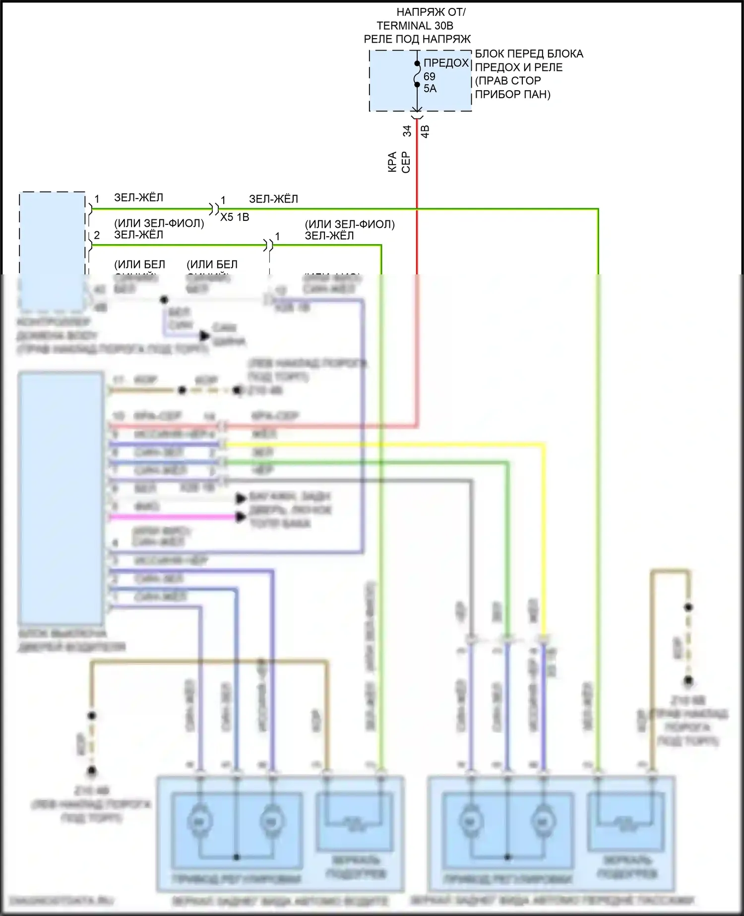 Управление зеркалами заднего вида — Управление зеркалами заднего вида электросхема, без функции lin bus — Управление зеркалами заднего вида электросхема, без функции lin bus. MINI Cooper III рестайлинг 2 (2021-2024)
