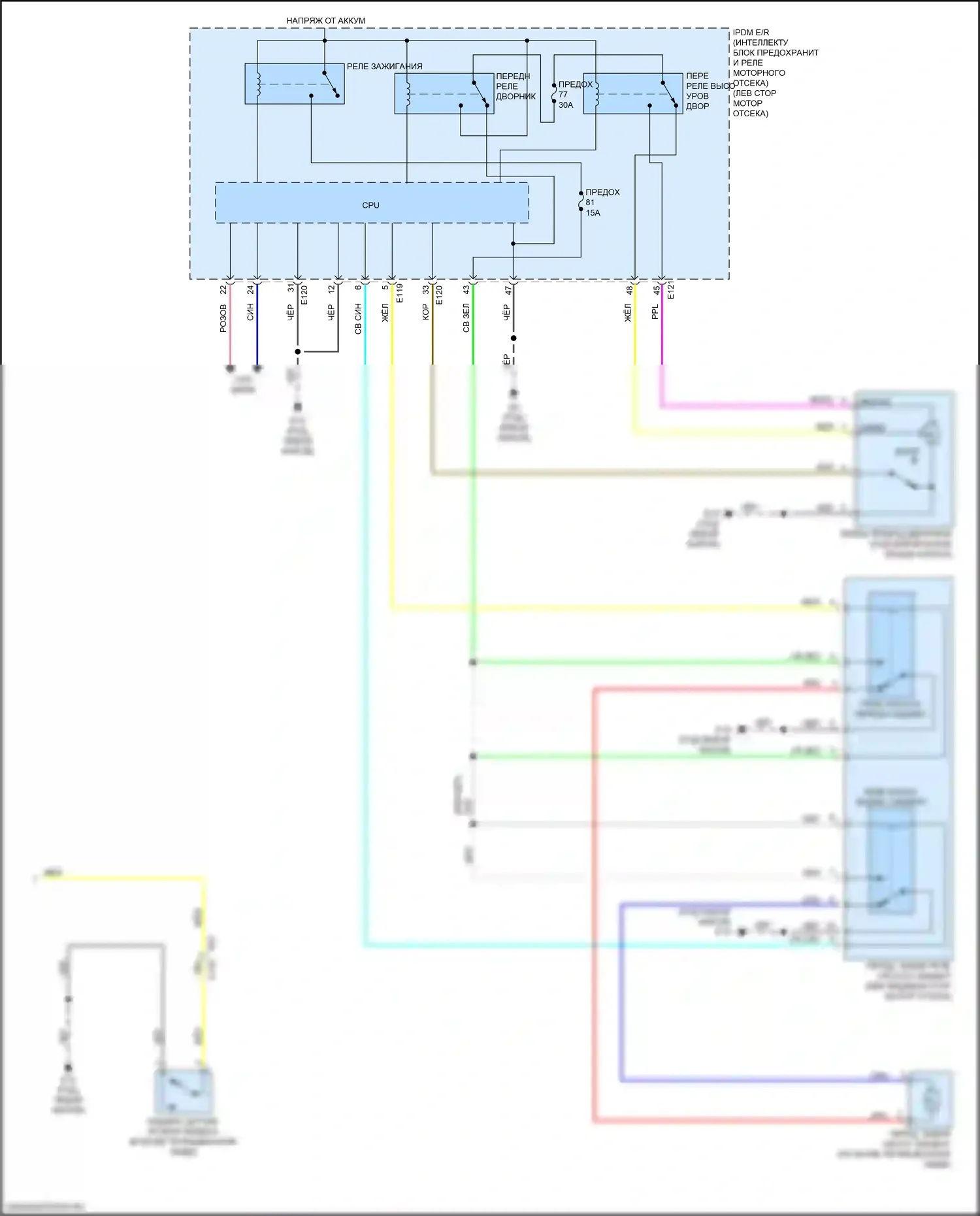 Дворники и омыватели — Электросхема передних дворников и омывателей — Электросхема передних дворников и омывателей (2 из 2). Nissan Qashqai III (2021-2024)