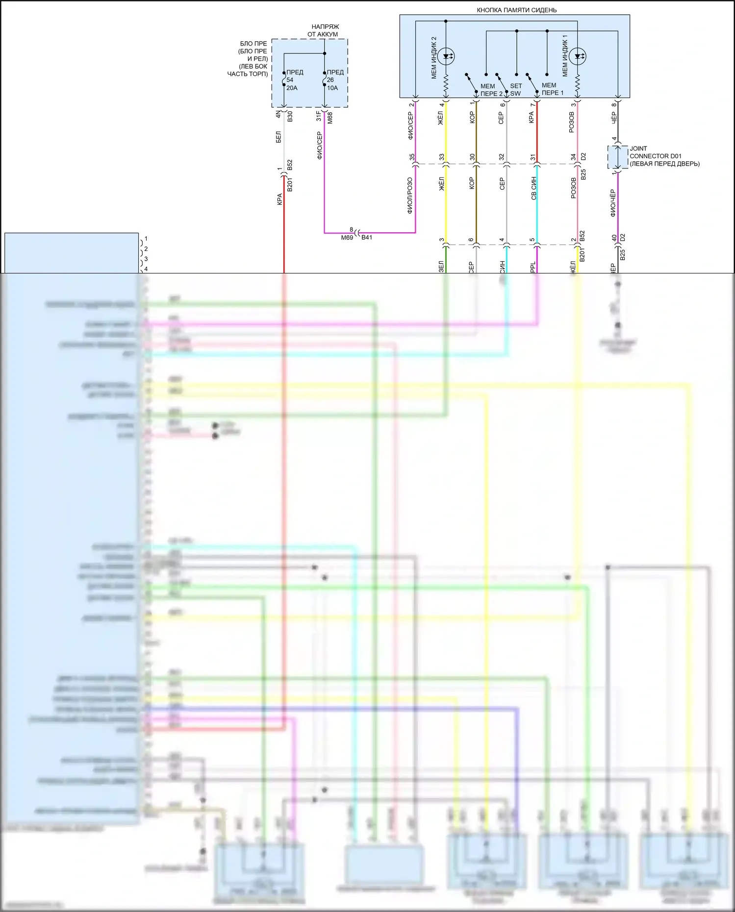 Память — Электросхема сиденья памяти — Электросхема сиденья памяти. Nissan Qashqai III (2021-2024)