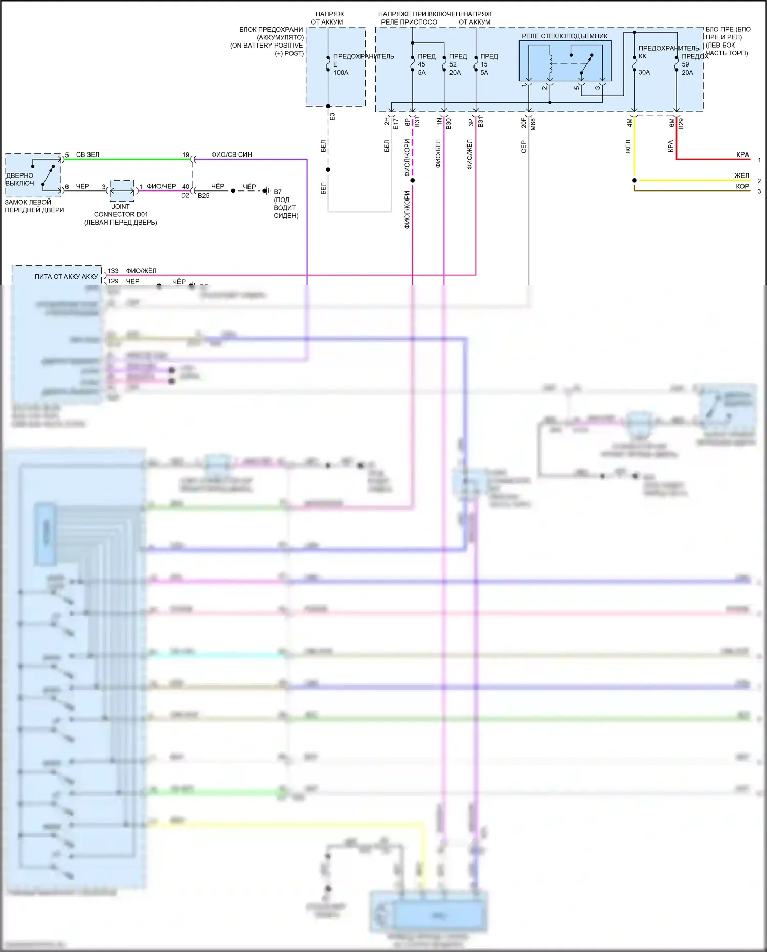 Стеклоподъемники — Электросхема стеклоподъемников — Электросхема стеклоподъемников (1 из 2). Nissan Qashqai III (2021-2024)