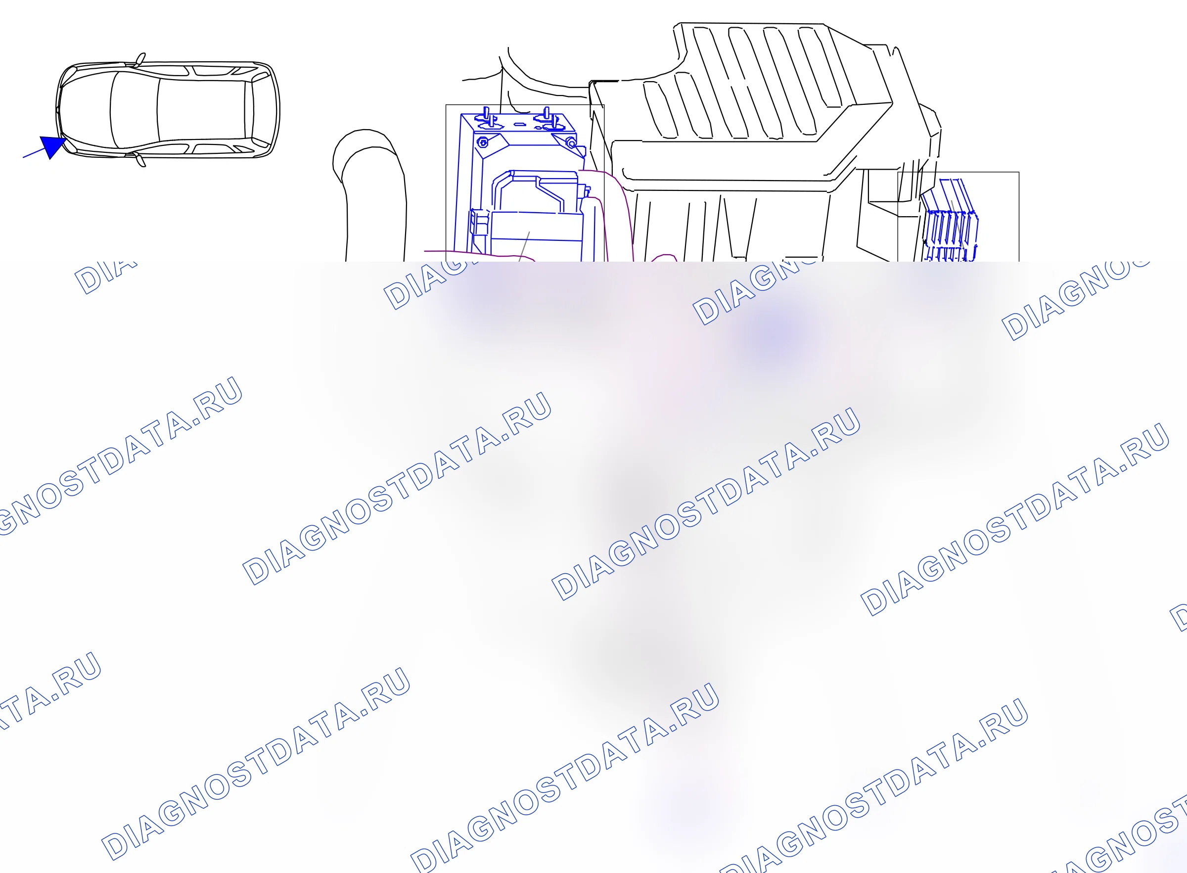 Расположение компонентов — Расположение компонентов: Моторный отсек - передняя часть, слева  Регулирование тяги (P6093) — Расположение компонентов: Моторный отсек - передняя часть, слева  Регулирование тяги (P6093). Opel Combo C (2002-2011)
