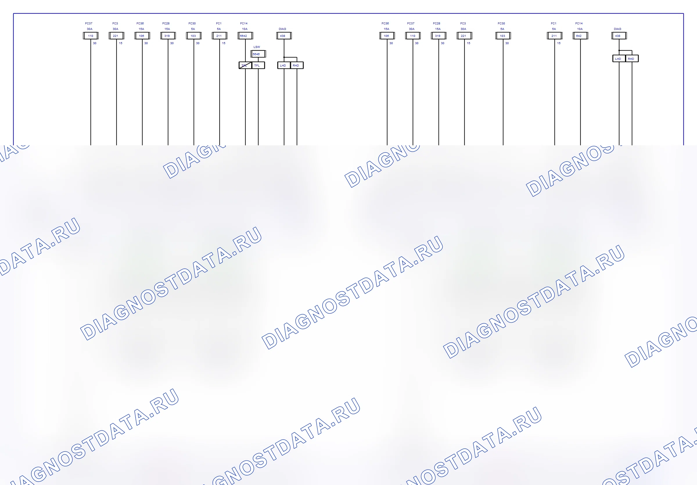 Система кузова — Электросхема системы контроля кузова (2009-2010) — Электросхема системы контроля кузова (2009-2010), Схема 1 из 7. Opel Movano A (1999-2011)