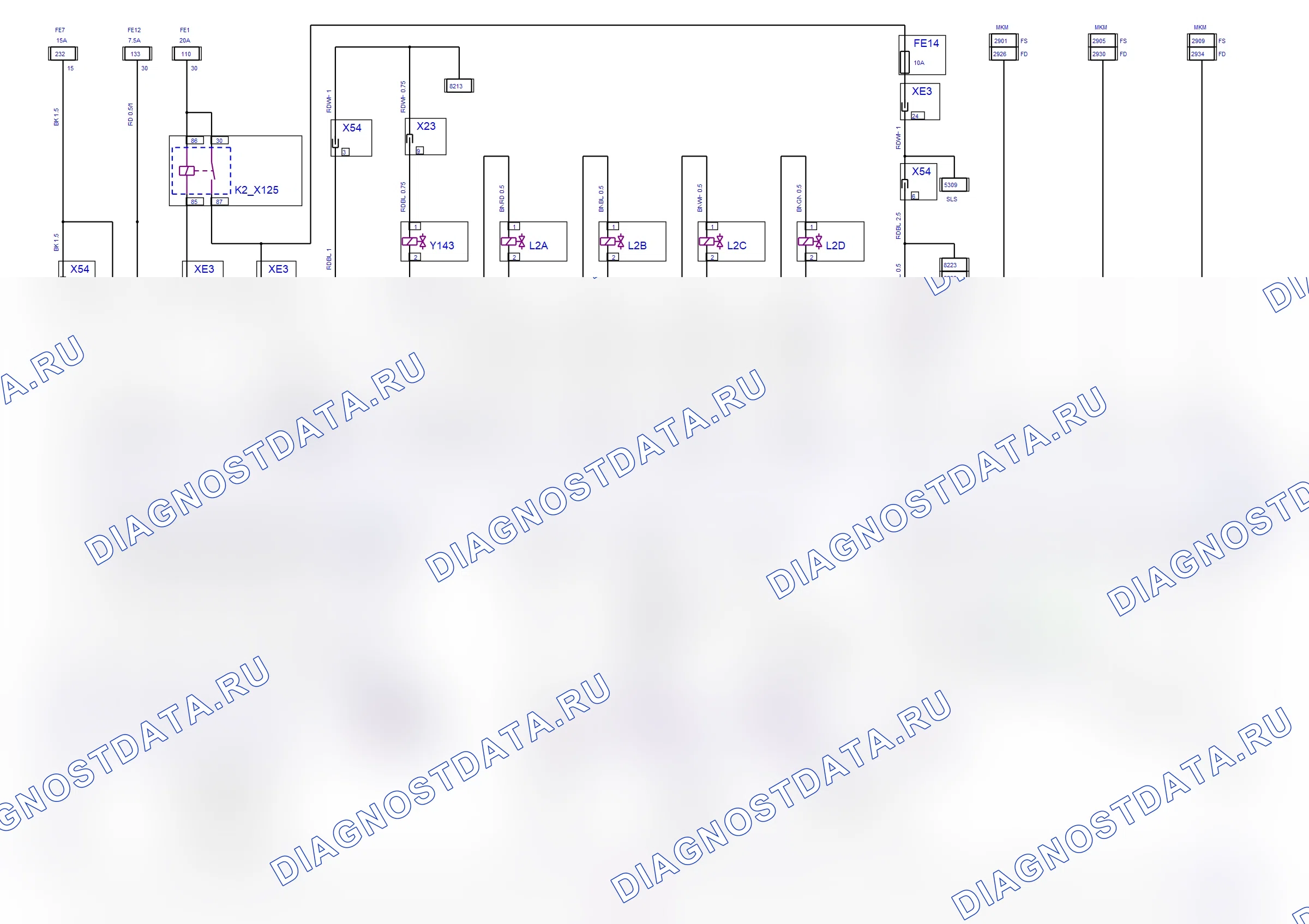 Система двигателя — Электросхема Simtec (Z 22 YH, 2007) — Электросхема Simtec (Z 22 YH, 2007), Схема 1 из 2. Opel Signum I рестайлинг (2002-2008)