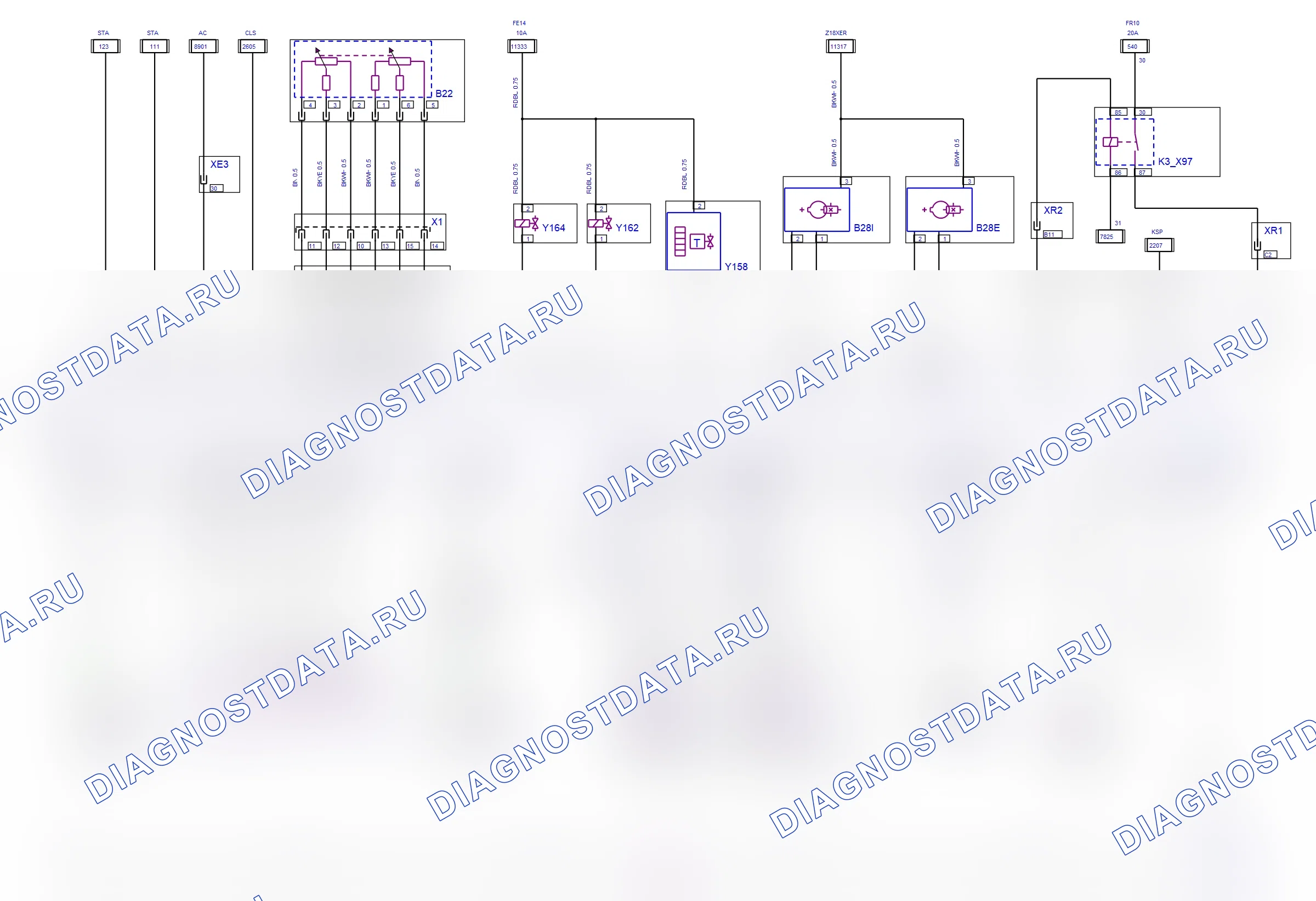 Система двигателя — Электросхема Simtec (Z 18 XER, 2008) — Электросхема Simtec (Z 18 XER, 2008), Схема 2 из 2. Opel Signum I рестайлинг (2002-2008)