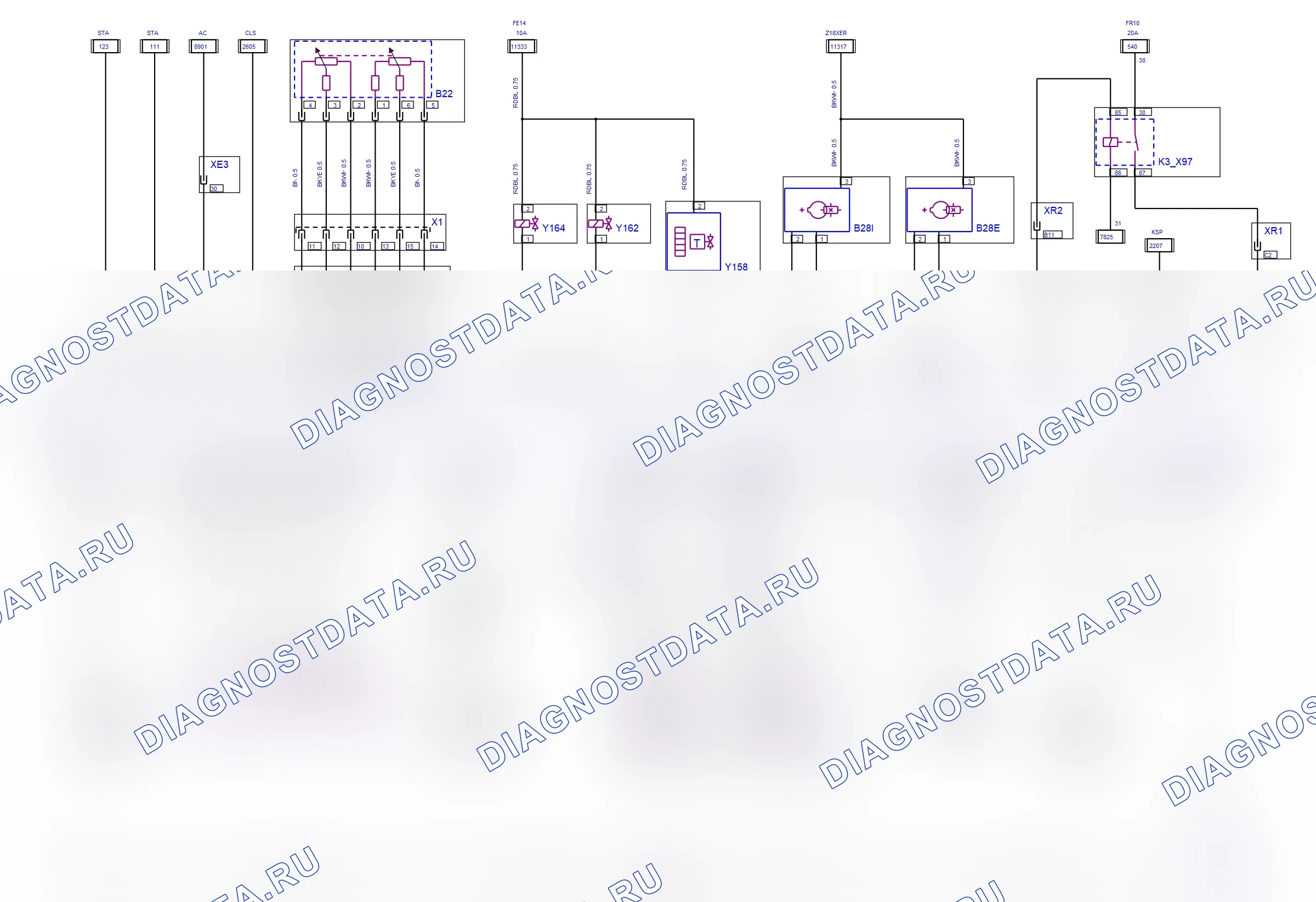 Система двигателя — Электросхема Simtec (Z 18 XER, 2007) — Электросхема Simtec (Z 18 XER, 2007), Схема 2 из 2. Opel Vectra C (2002-2008)