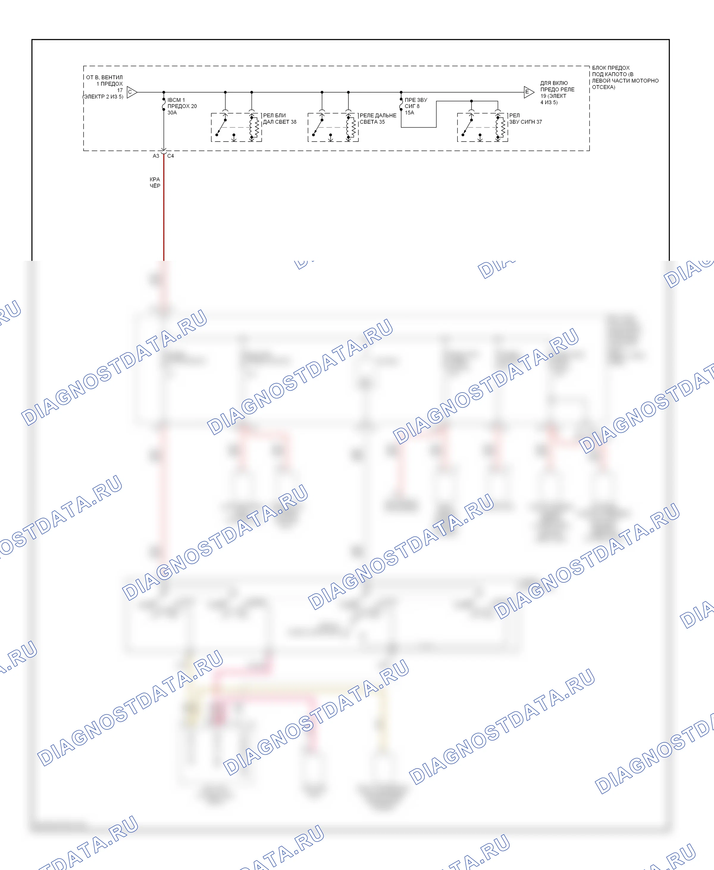 Блок предохранителей и реле — Электросхема блока предохранителей реле — Электросхема блока предохранителей реле (3 из 5). Pontiac G6 I (2004-2009)
