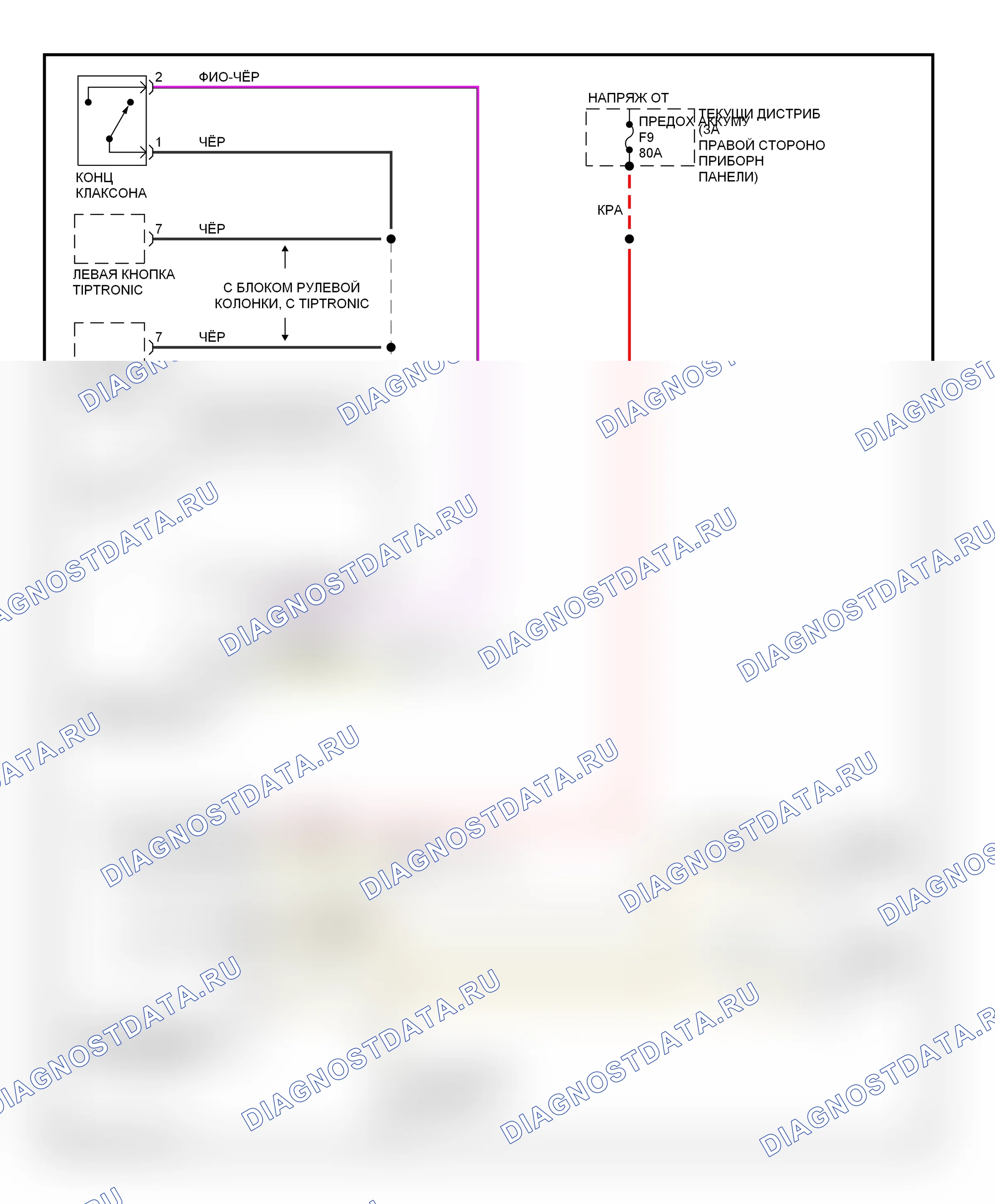 Звуковой сигнал — Электросхема клаксона — Электросхема клаксона. Porsche 911 Carrera S 997 (2004-2009)
