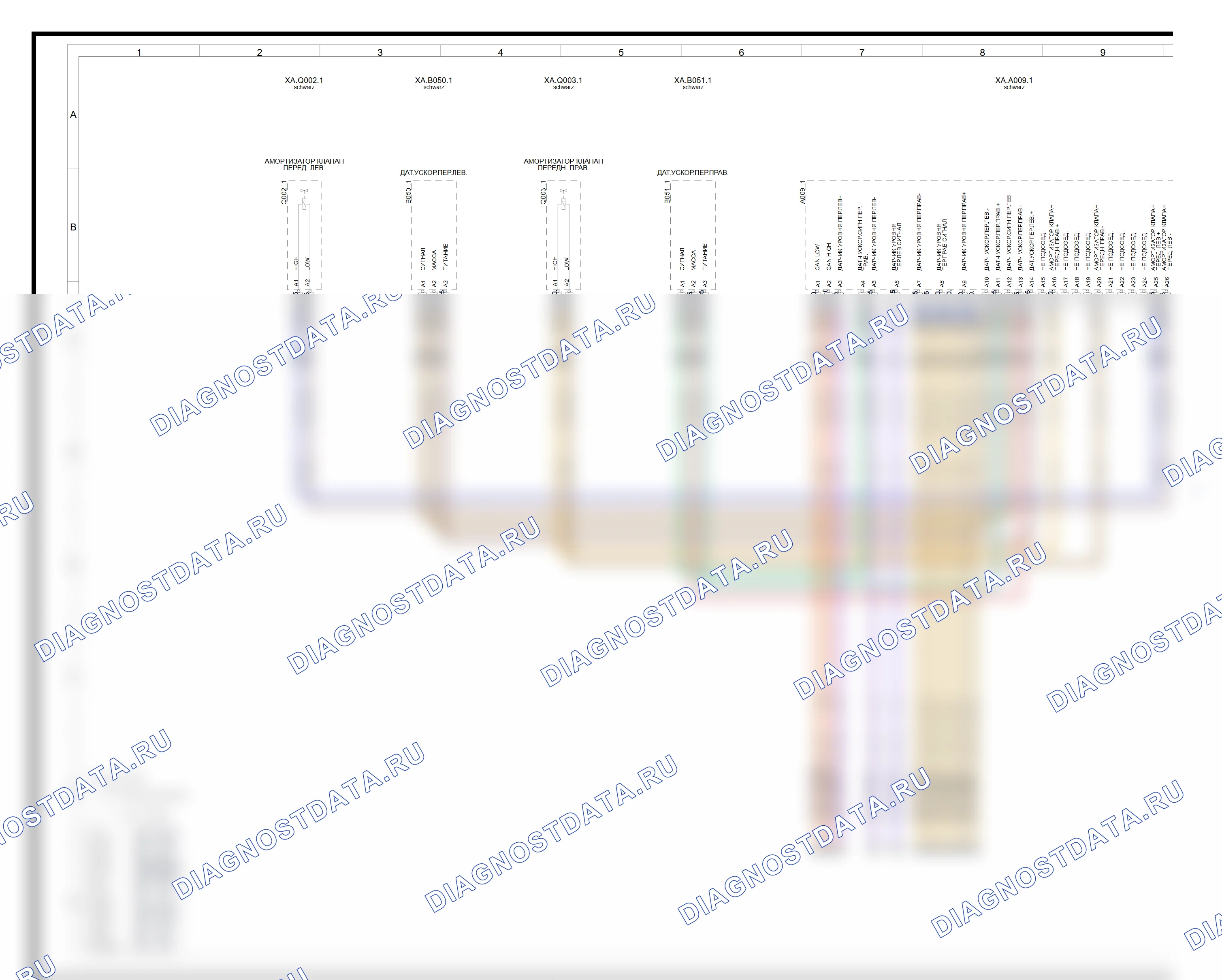 Тормоза, шасси и устойчивость — Электросхема Pasm для модели 2014 — Электросхема Pasm для модели 2014, Схема 1 из 3. Porsche Macan I (2014-2019)