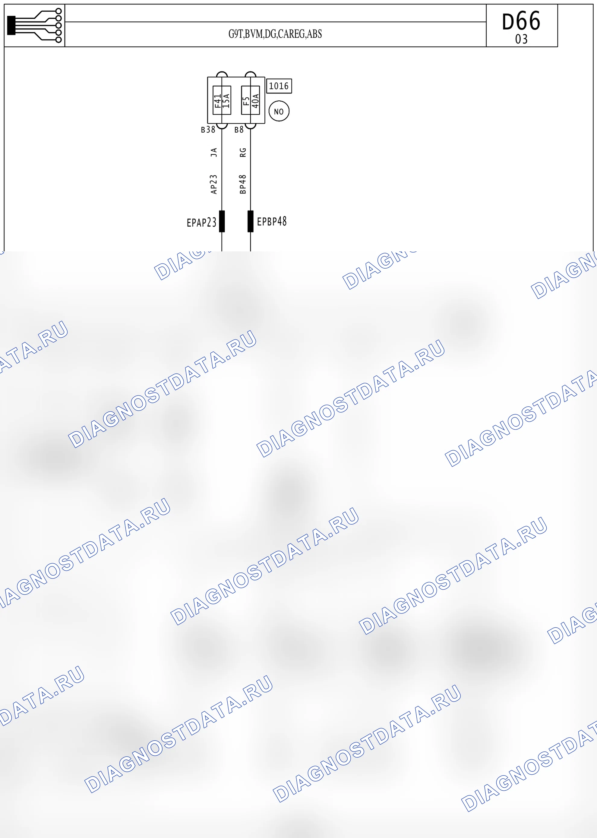 Электросхема диагностического разъёма OBD2 — для а/м с: двиг. G9T (2.2 dCi дизель) + левый руль, климат-контроль, Механическая коробка передач, АБС — для а/м с: двиг. G9T (2.2 dCi дизель) + левый руль, климат-контроль, Механическая коробка передач, АБС. Renault Avantime I (2001-2003)