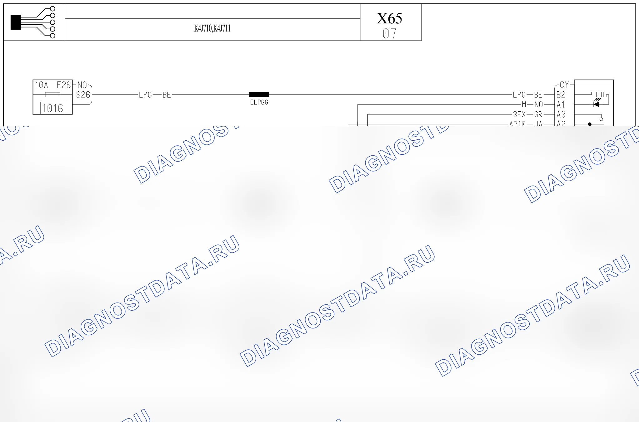Электросхема круиз-контроля — для а/м с: двиг. K4J710/711 (1.4 бензин) — для а/м с: двиг. K4J710/711 (1.4 бензин). Renault Clio II (1998-2010)