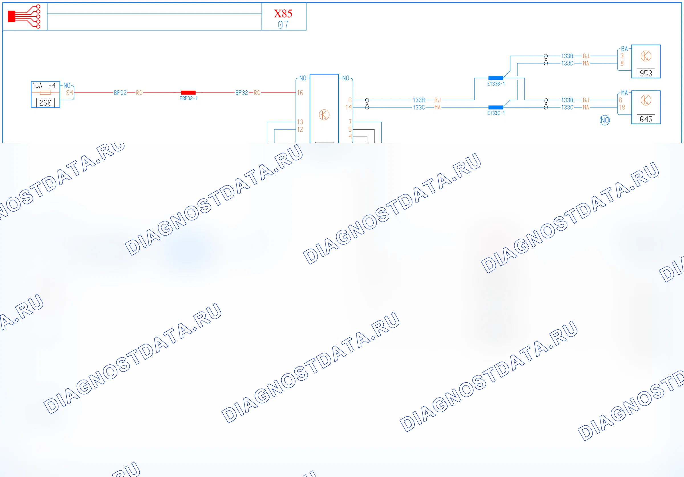 Электросхема диагностического разъёма OBD2 — для всех модификаций — для всех модификаций. Renault Clio III (2005-2012)