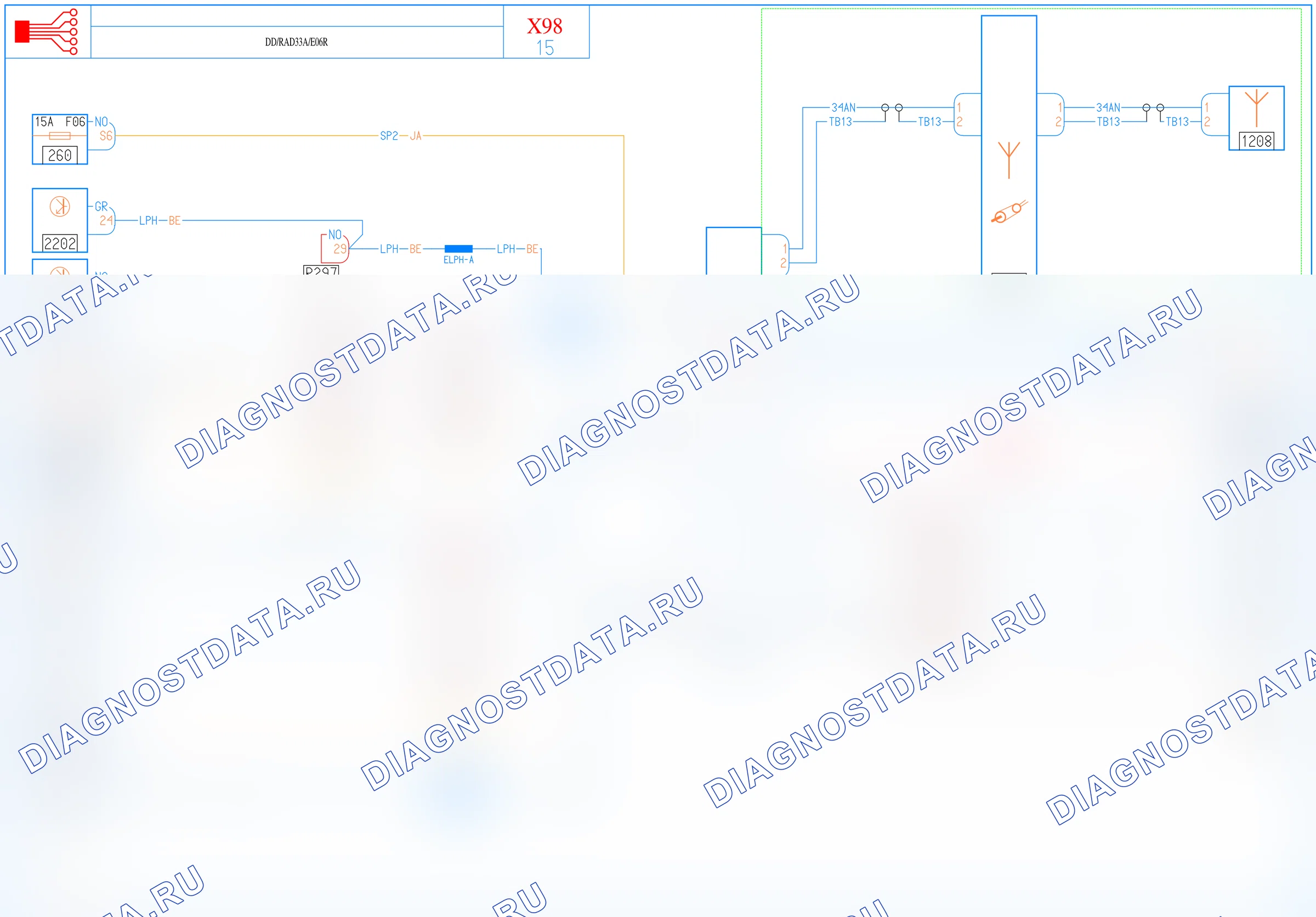 Электросхема аудиосистемы (магнитолы) — для а/м с: правый руль, Тип аудиосистемы 33 поколение a, E06R — для а/м с: правый руль, Тип аудиосистемы 33 поколение a, E06R. Renault Clio IV (2012-2019)