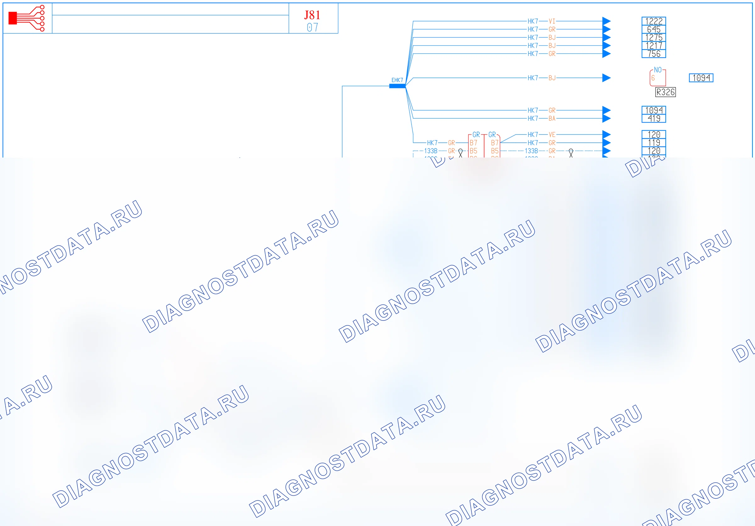 Электросхема диагностического разъёма OBD2 — для всех модификаций — для всех модификаций. Renault Espace IV (2002-2006)