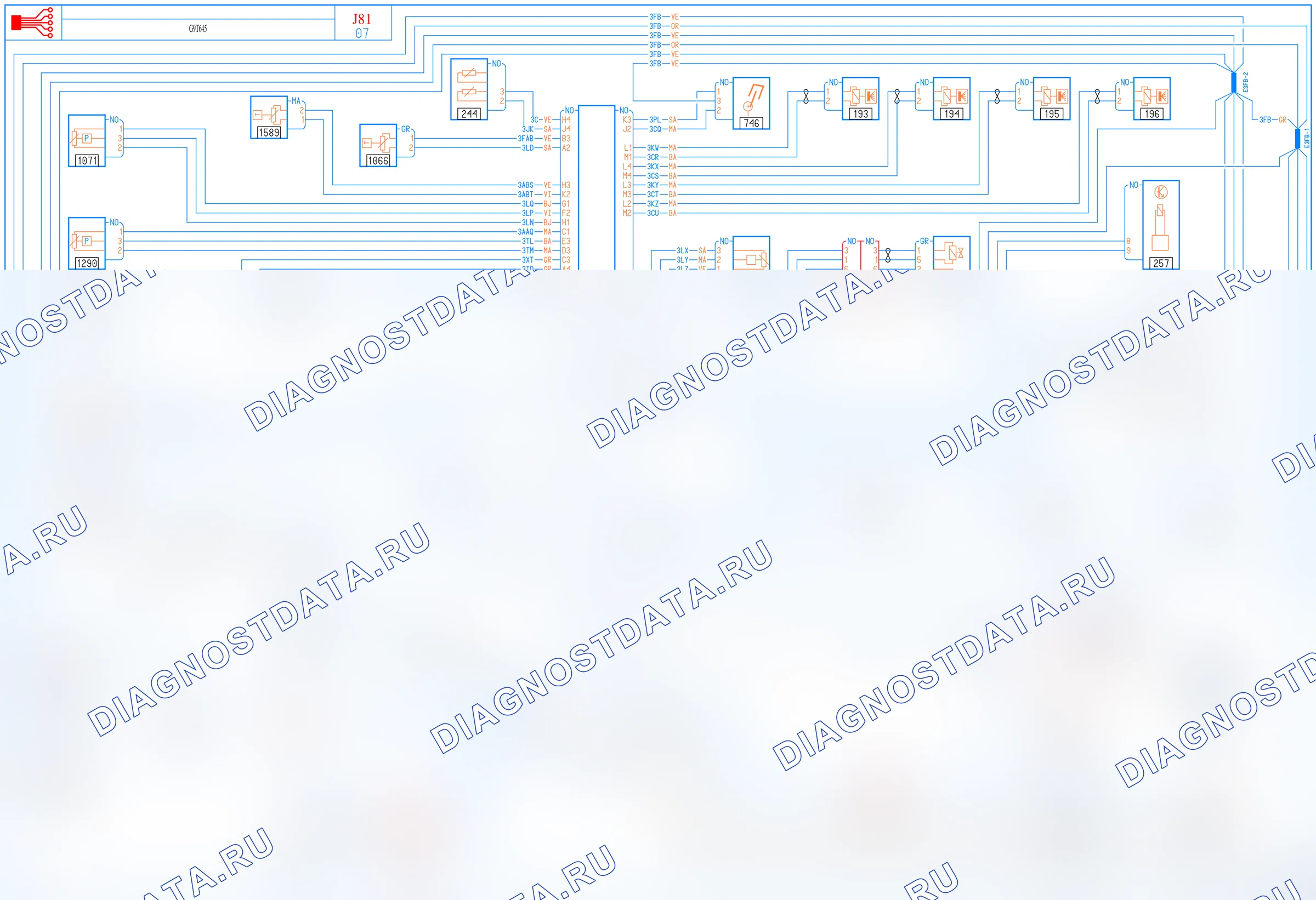 Электросхема системы впрыска — для а/м с: двиг. G9T645 (2.2 dCi дизель) — для а/м с: двиг. G9T645 (2.2 dCi дизель). Renault Espace IV (2002-2006)