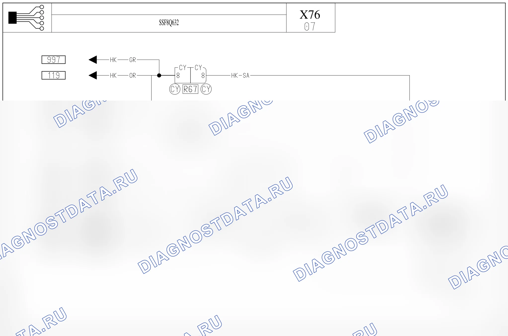 Электросхема диагностического разъёма OBD2 — для а/м с: Кроме двигателя F8Q индекс 632 — для а/м с: Кроме двигателя F8Q индекс 632. Renault Kangoo II (2008-2013)