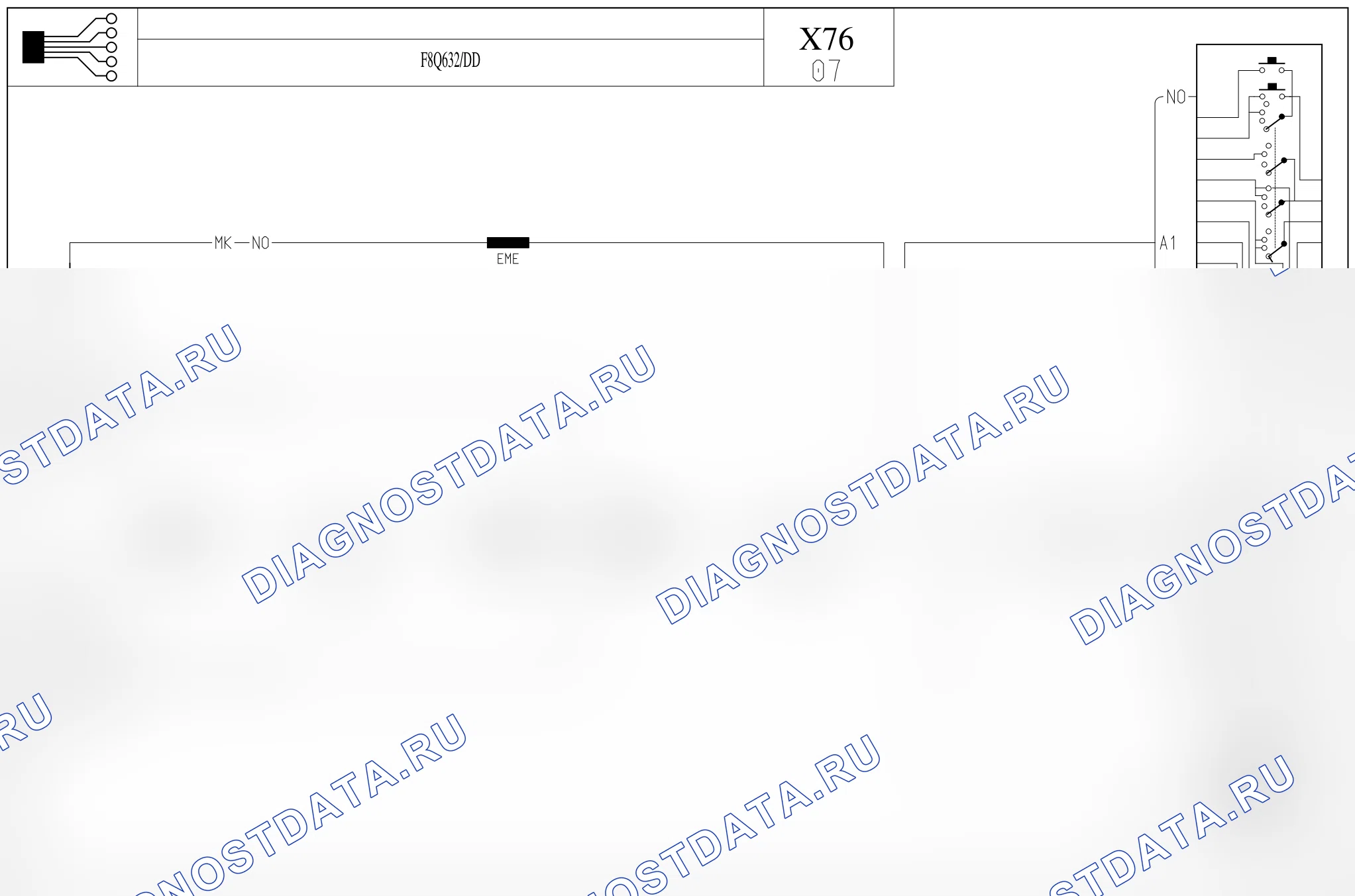 Электросхема противотуманных фар — для а/м с: двиг. F8Q632 (1.9 D дизель) + правый руль — для а/м с: двиг. F8Q632 (1.9 D дизель) + правый руль. Renault Kangoo II (2008-2013)