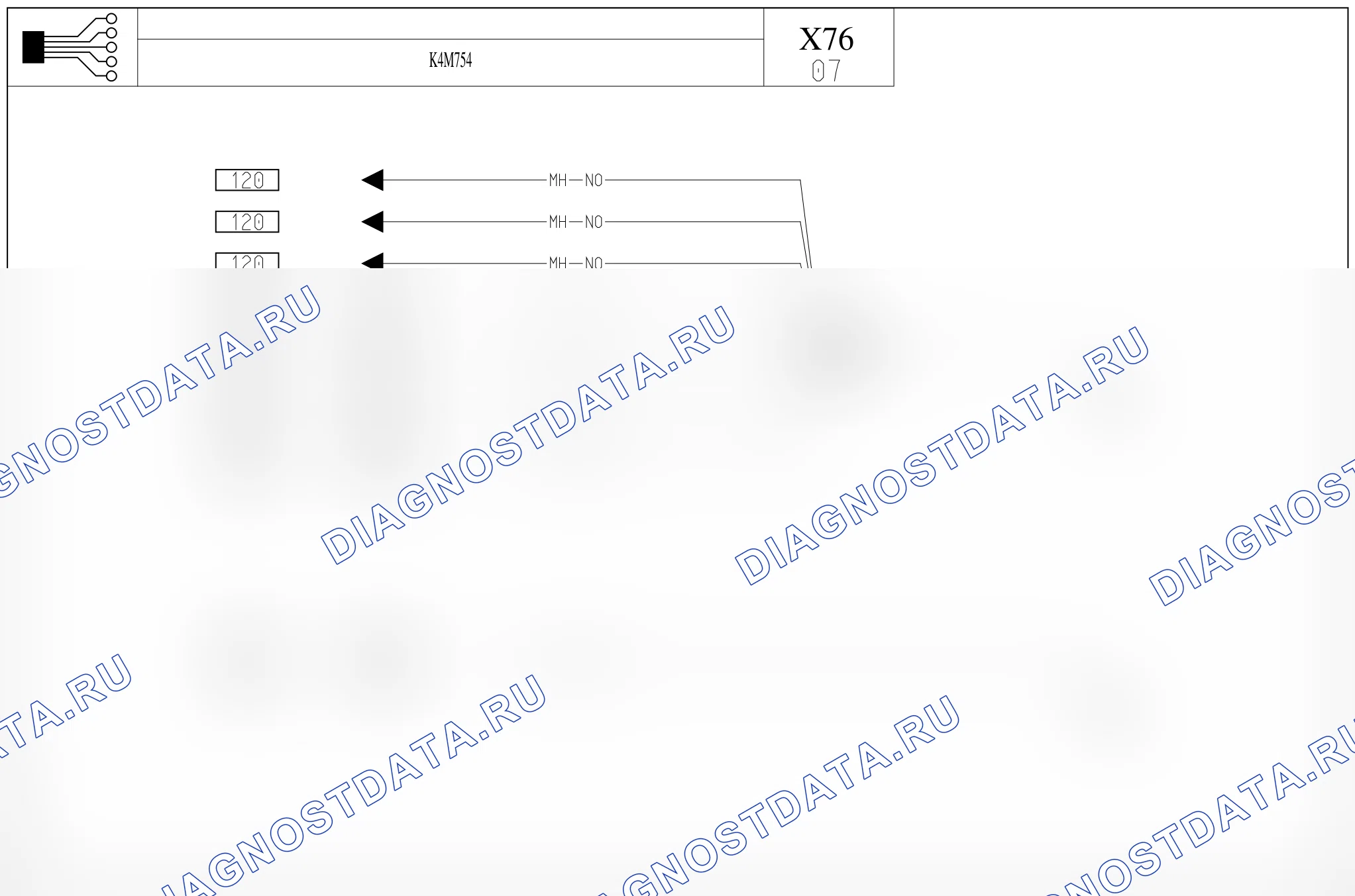 Точки массы — для а/м с: двиг. K4M754 (1.6 бензин) — для а/м с: двиг. K4M754 (1.6 бензин). Renault Kangoo II (2008-2013)