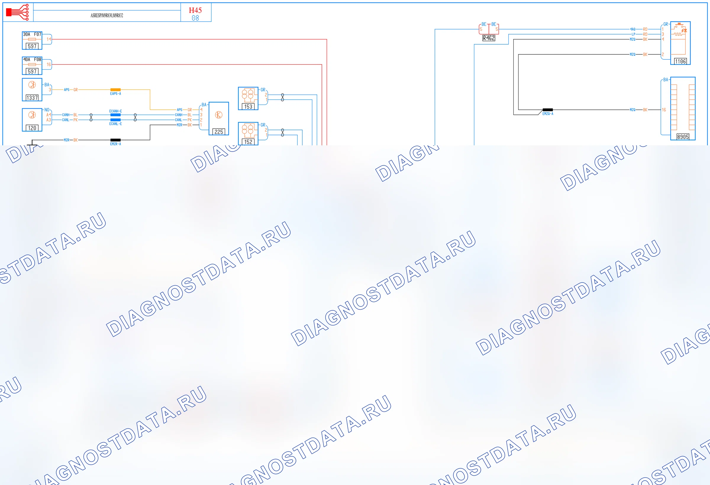 Электросхема АБС и ESP — для а/м с: двиг. M9R830/832 (2.0 dCi дизель) + с ESP — для а/м с: двиг. M9R830/832 (2.0 dCi дизель) + с ESP. Renault Koleos I (2008-2016)