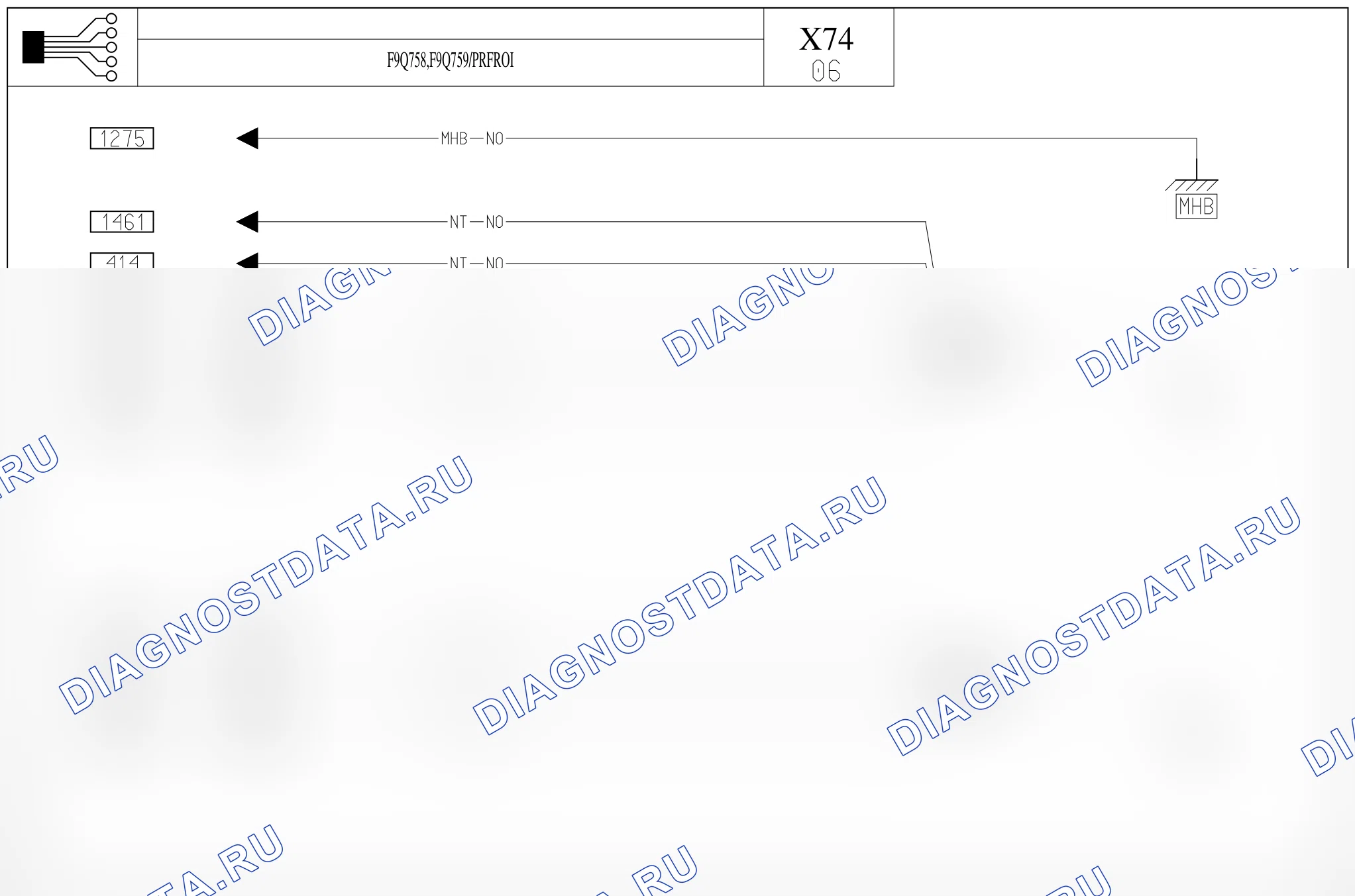Точки массы — для а/м с: двиг. F9Q758/759 (1.9 dCi дизель) + PRFROI — для а/м с: двиг. F9Q758/759 (1.9 dCi дизель) + PRFROI. Renault Laguna II (2001-2007)