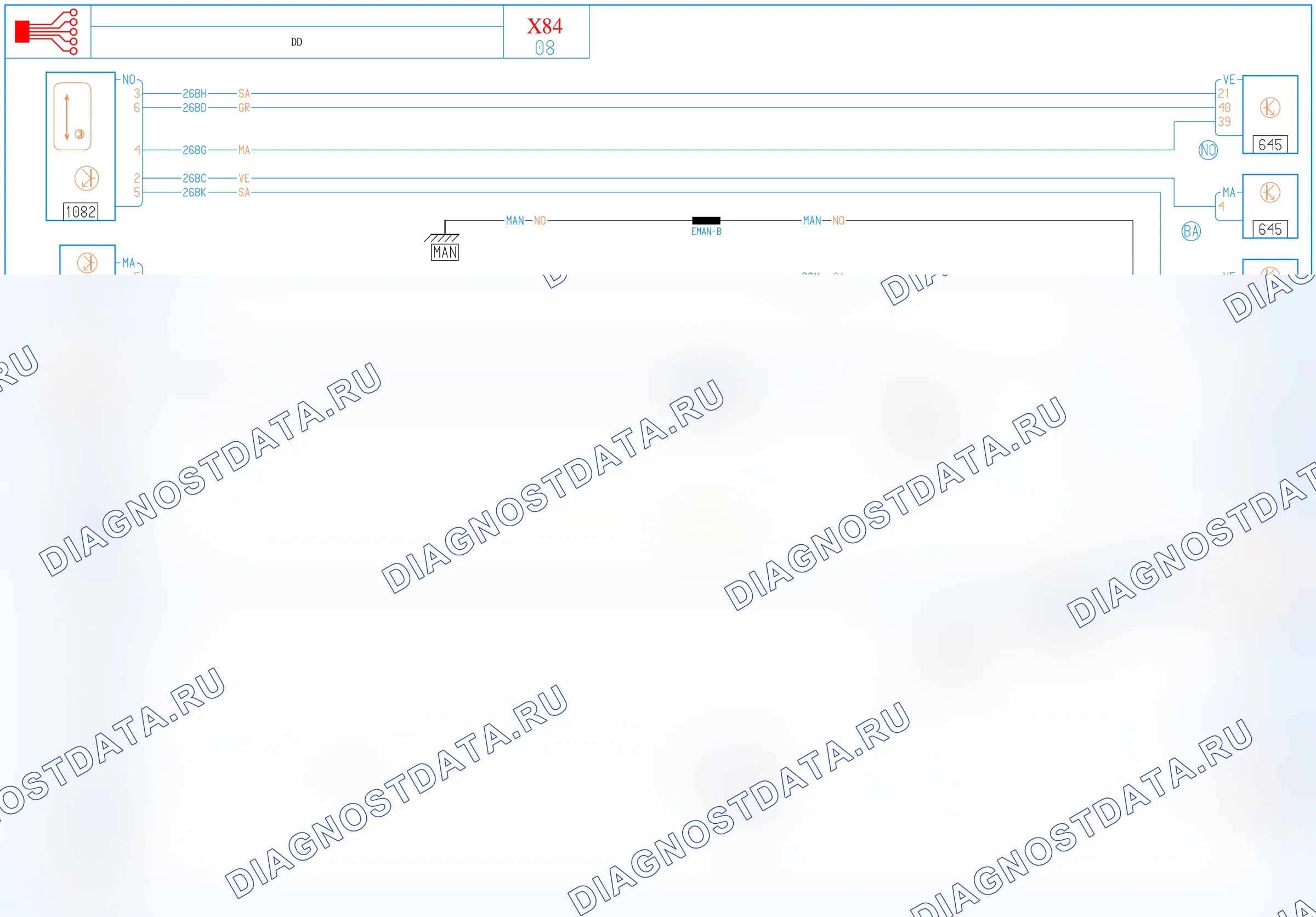 Электросхема считывателя ключ-карты и электрозамка рулевой колонки — для а/м с: правый руль — для а/м с: правый руль. Renault Megane II (2002-2009)