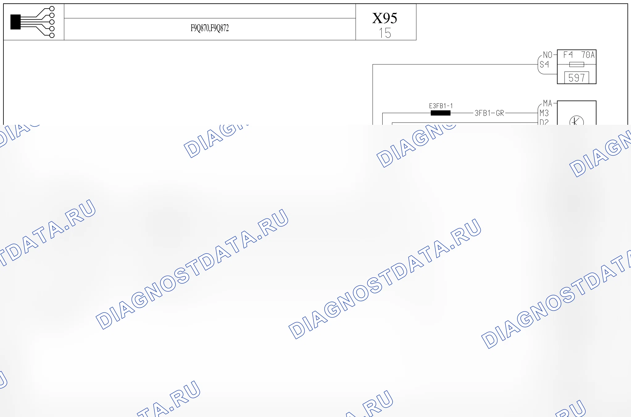 Электросхема свечей накаливания — для а/м с: двиг. F9Q870/872 (1.9 dCi дизель) — для а/м с: двиг. F9Q870/872 (1.9 dCi дизель). Renault Megane III (2008-2016)