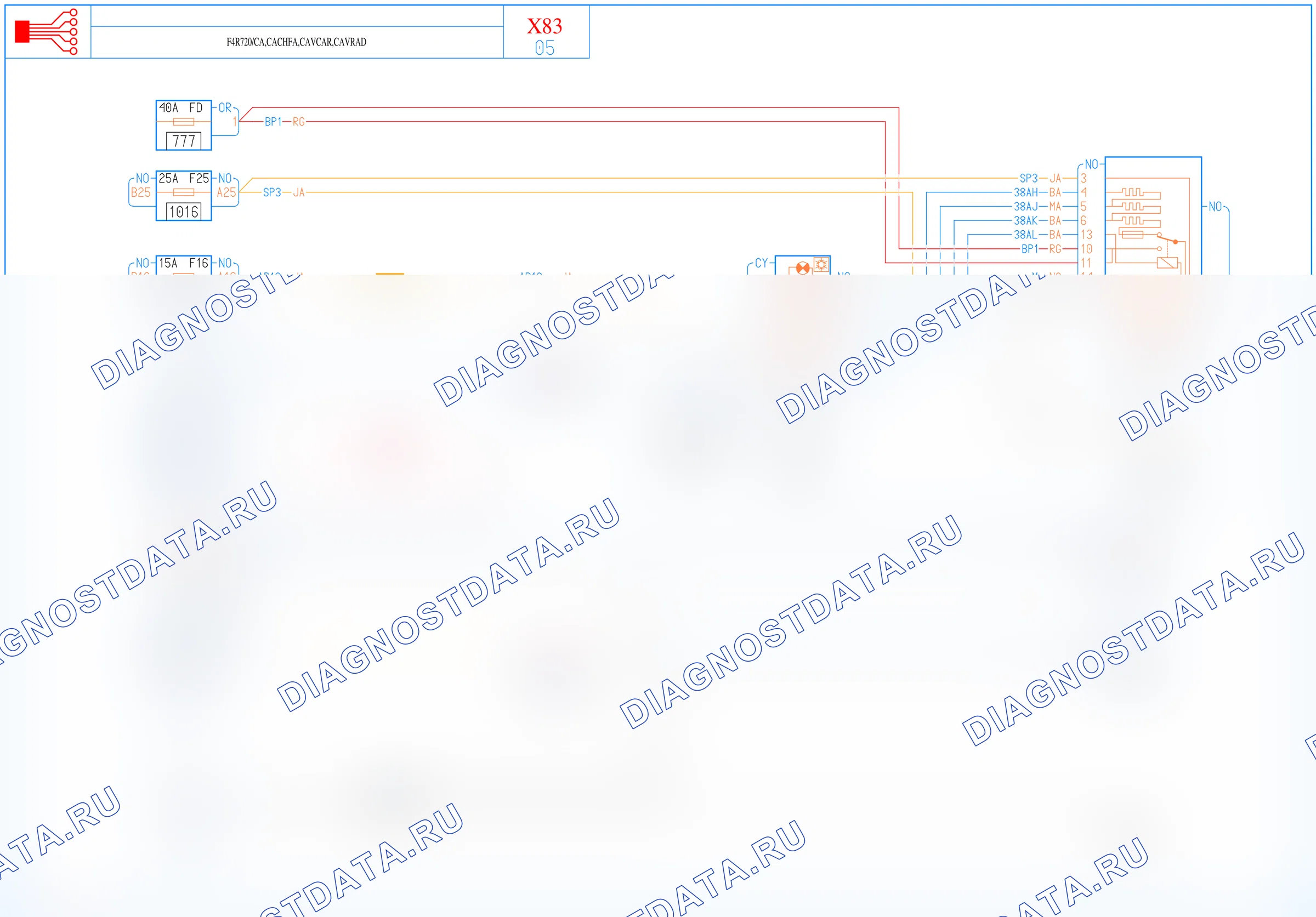 Электросхема кондиционера — для а/м с: двиг. F4R720 (2.0 бензин) + CACHFA, CAVCAR, CAVRAD — для а/м с: двиг. F4R720 (2.0 бензин) + CACHFA, CAVCAR, CAVRAD. Renault Trafic II (2001-2014)