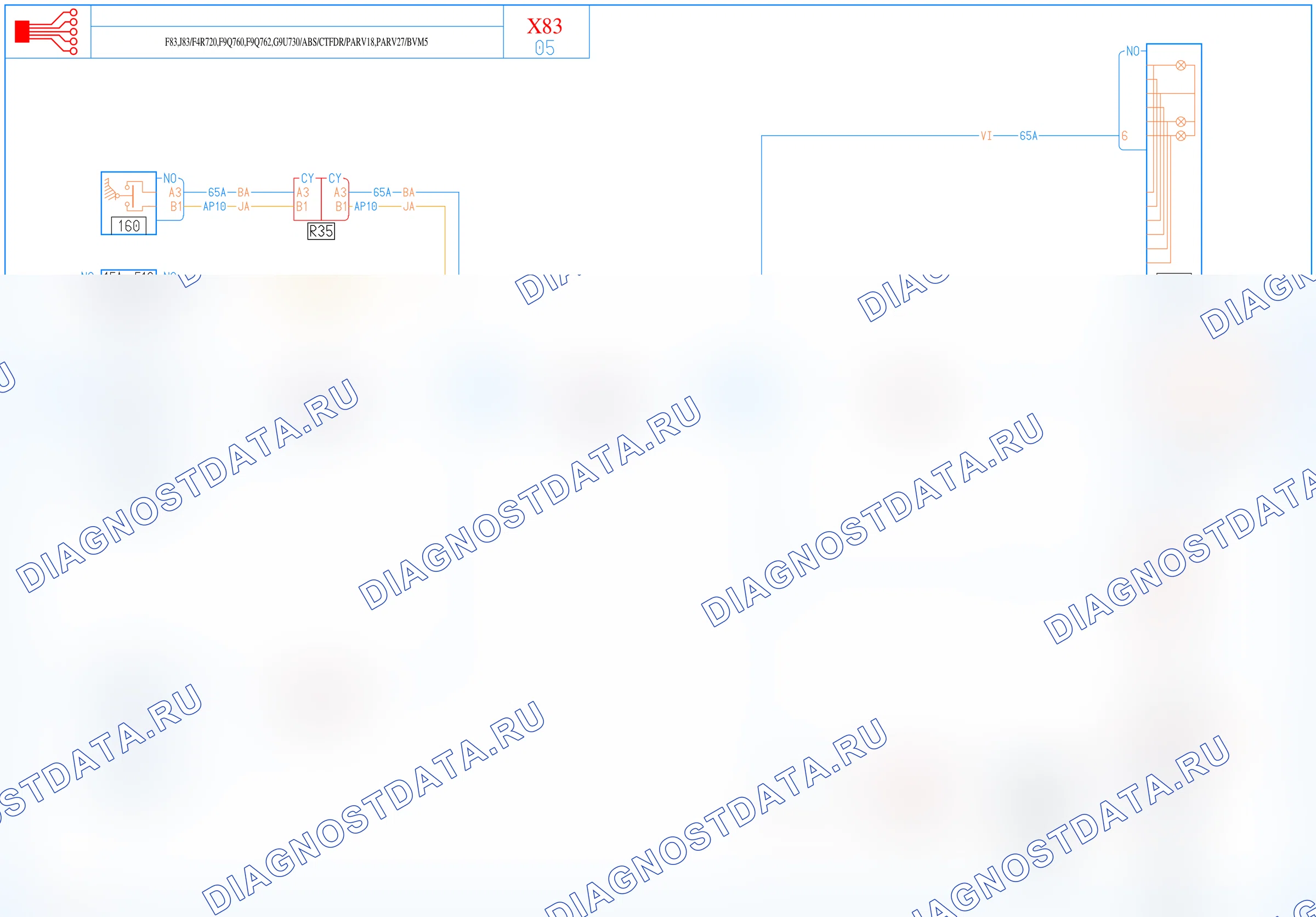 Электросхема стоп-сигналов — для а/м с: двиг. F4R720 (2.0 бензин), F9Q760/762 (1.9 dCi дизель), G9U730 (2.5 dCi дизель) + МКПП 5-ст. + Фургон X83, J83, АБС, Система стабилизации траектории, PARV18, PARV27 — для а/м с: двиг. F4R720 (2.0 бензин), F9Q760/762 (1.9 dCi дизель), G9U730 (2.5 dCi дизель) + МКПП 5-ст. + Фургон X83, J83, АБС, Система стабилизации траектории, PARV18, PARV27. Renault Trafic II (2001-2014)