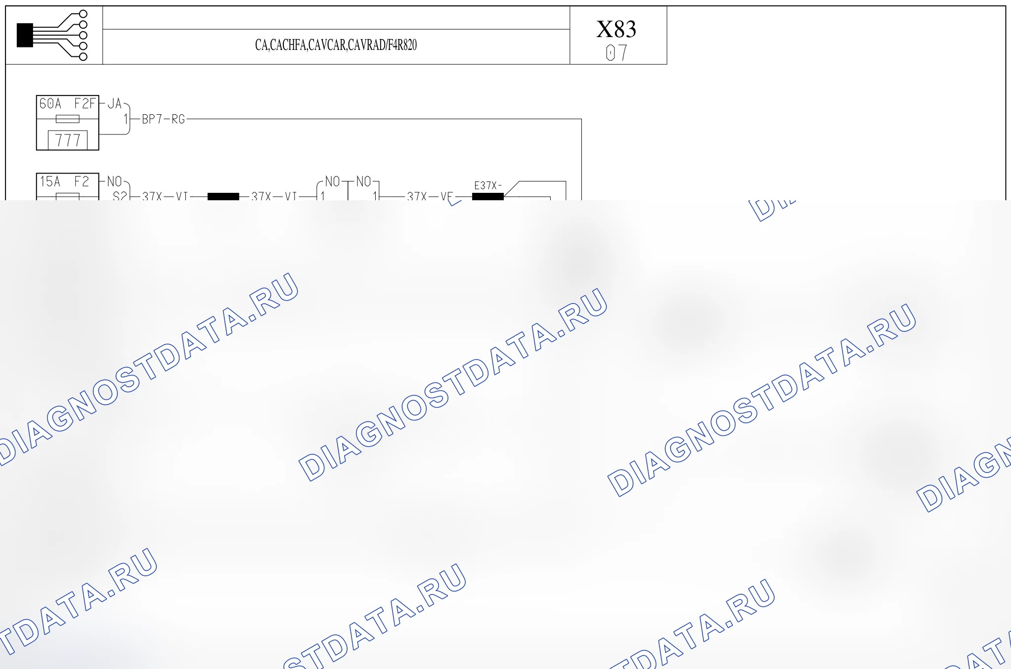 Электросхема вентилятора охлаждения — для а/м с: двиг. F4R820 (2.0 бензин) + кондиционер, CACHFA, CAVCAR, CAVRAD — для а/м с: двиг. F4R820 (2.0 бензин) + кондиционер, CACHFA, CAVCAR, CAVRAD. Renault Trafic II рестайлинг (2006-2014)