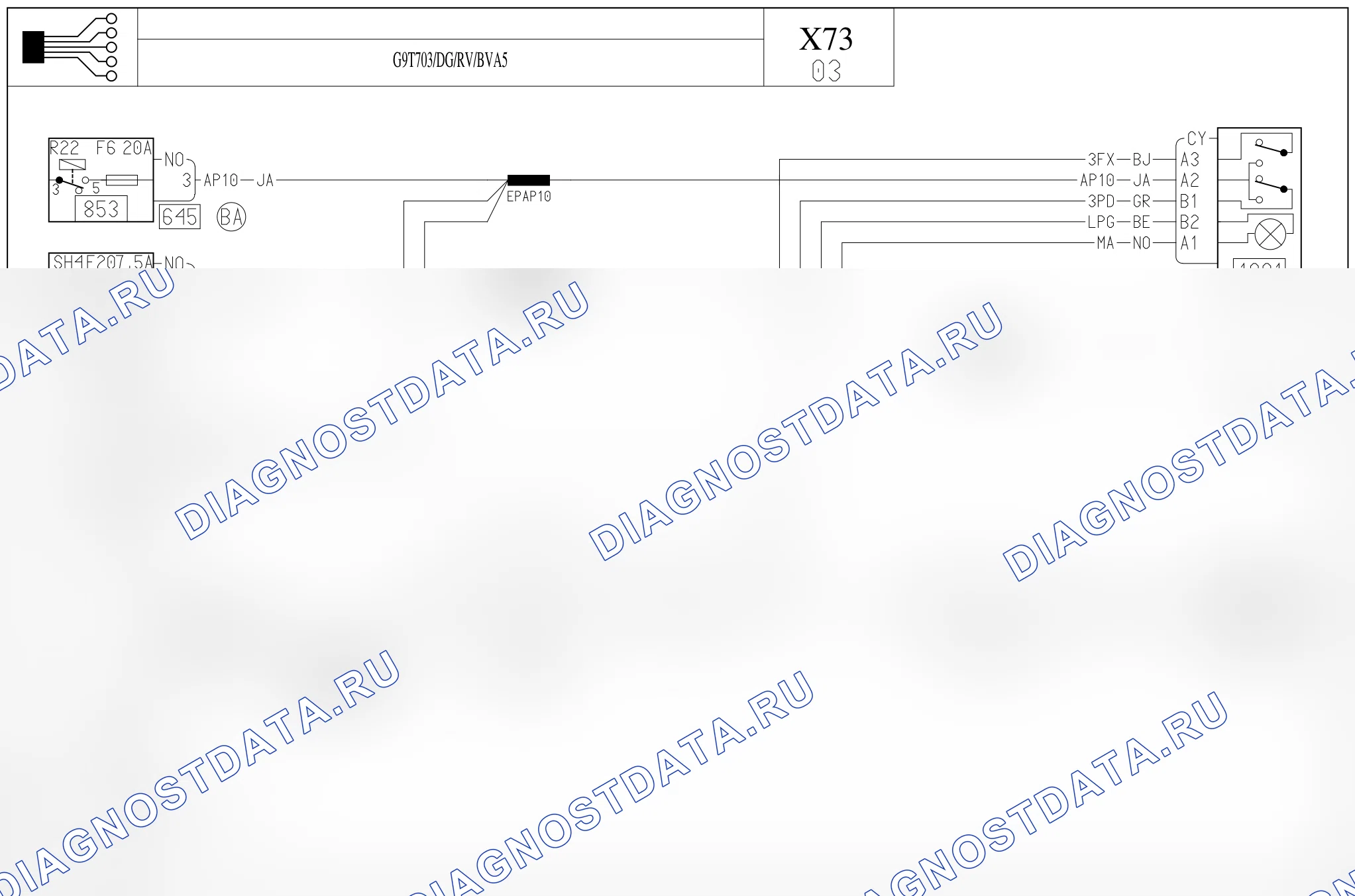 Электросхема круиз-контроля — для а/м с: двиг. G9T703 (2.2 dCi дизель) + левый руль, Регулятор скорости, 5-ступенчатая АКП — для а/м с: двиг. G9T703 (2.2 dCi дизель) + левый руль, Регулятор скорости, 5-ступенчатая АКП. Renault Vel-Satis I (2001-2009)