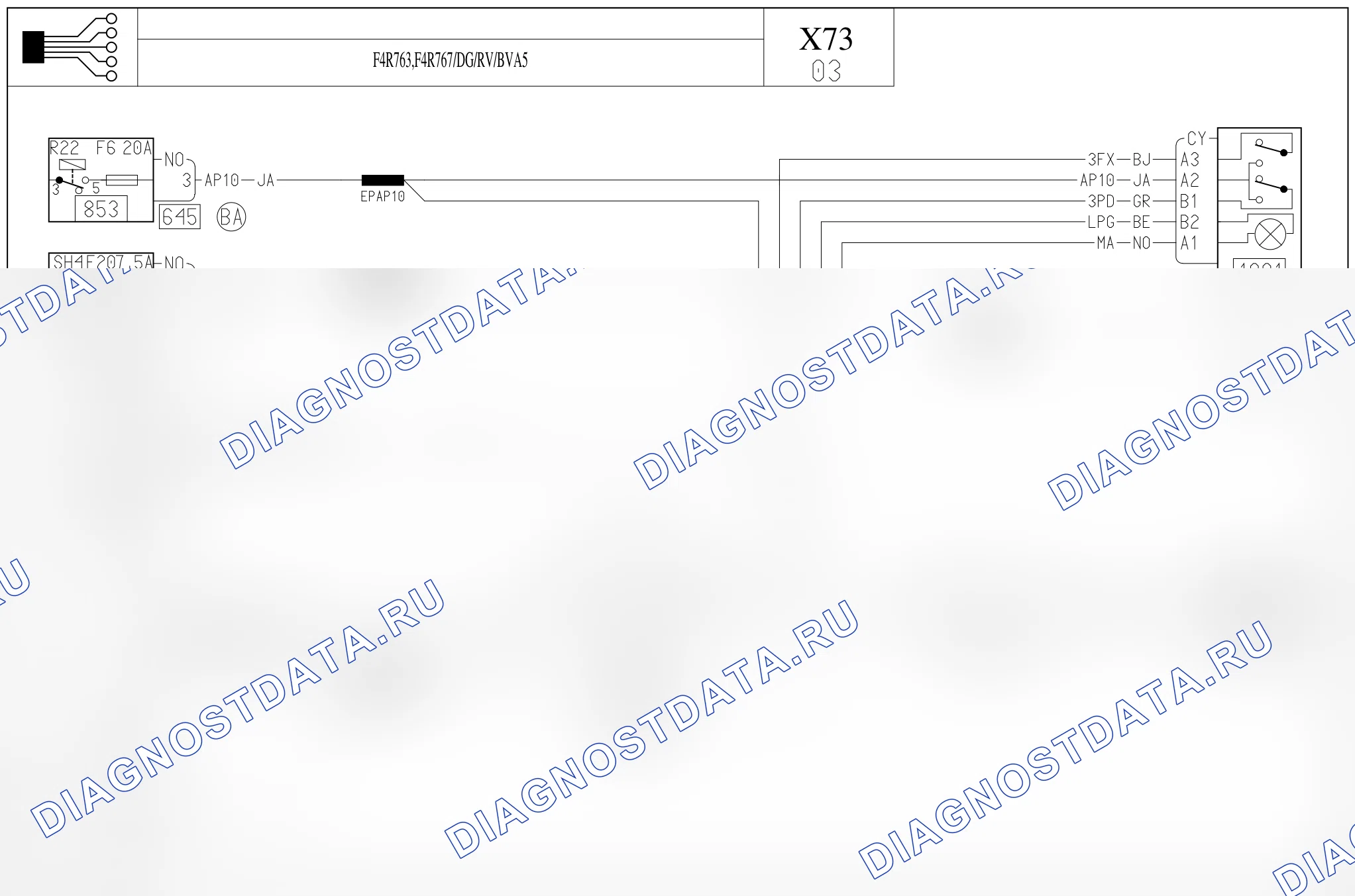 Электросхема круиз-контроля — для а/м с: двиг. F4R763/767 (2.0 бензин) + левый руль, Регулятор скорости, 5-ступенчатая АКП — для а/м с: двиг. F4R763/767 (2.0 бензин) + левый руль, Регулятор скорости, 5-ступенчатая АКП. Renault Vel-Satis I (2001-2009)