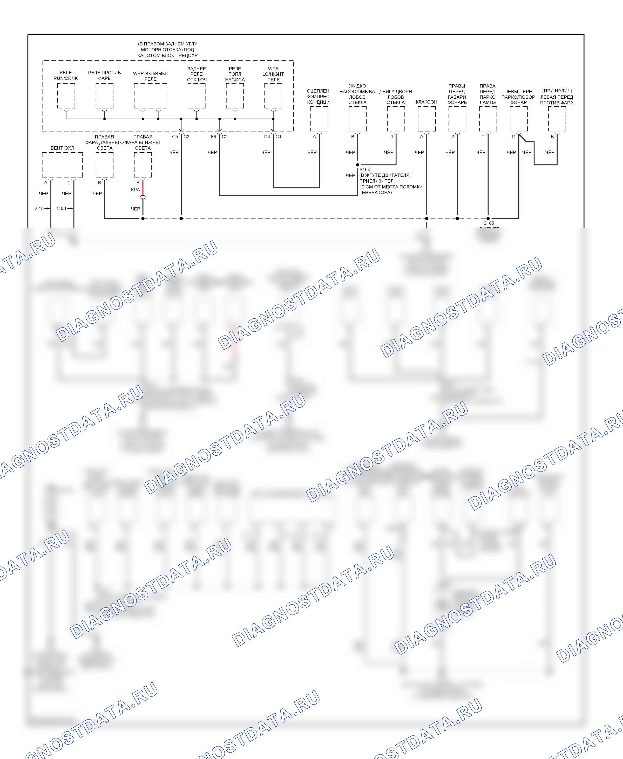 Точки подключения масс — Электросхема разводки массы — Электросхема разводки массы (1 из 2). Saturn Sky I (2006-2009)