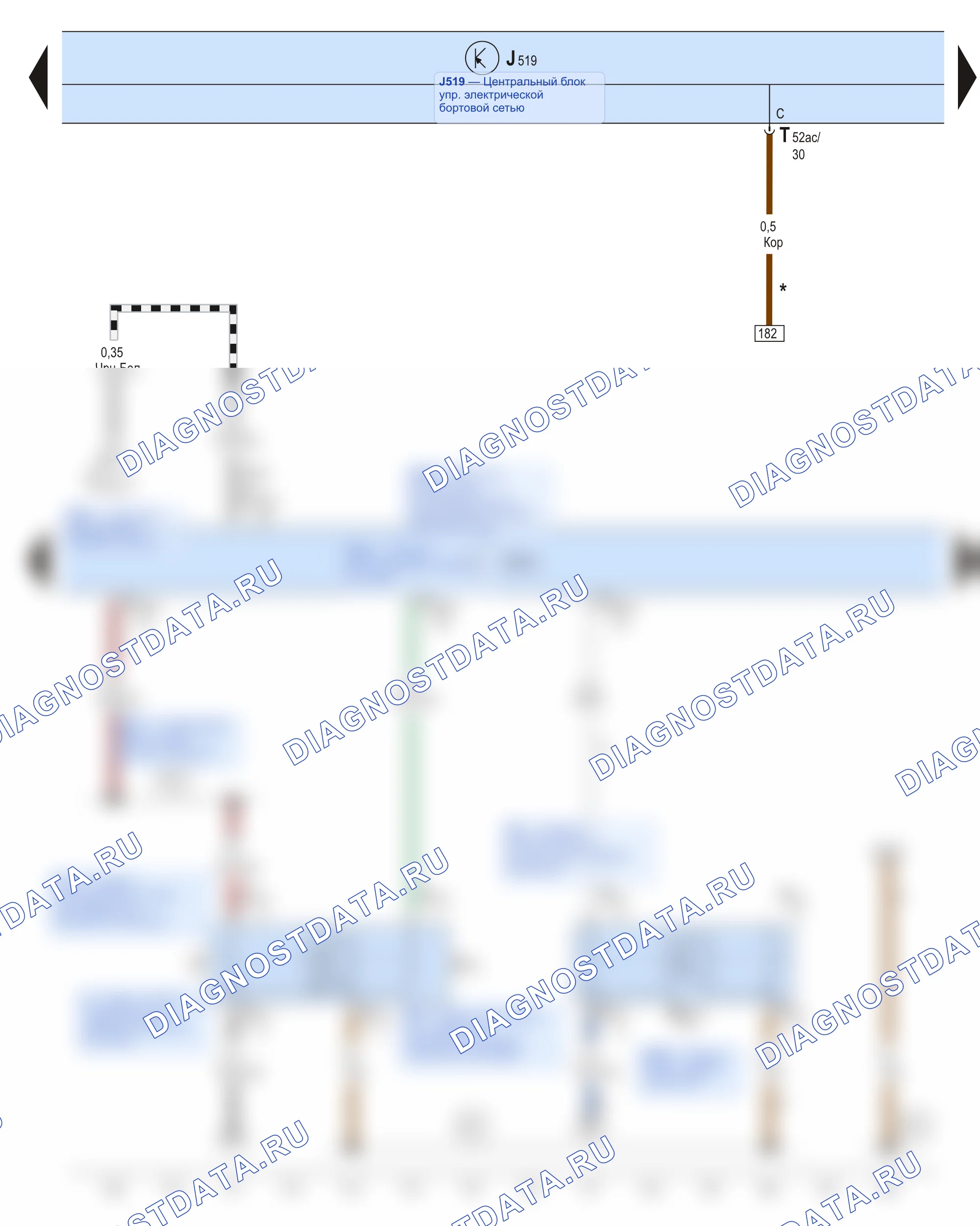 Система управления двигателем (впрыск, зажигание) — Блок управления устройством непосредственного впрыскивания топлива дизельного дв (двигатель BXE), 2009 — Блок управления устройством непосредственного впрыскивания топлива дизельного дв (двигатель BXE), 2009, Схема 7 из 9. Skoda Octavia Ii (2008-2013)