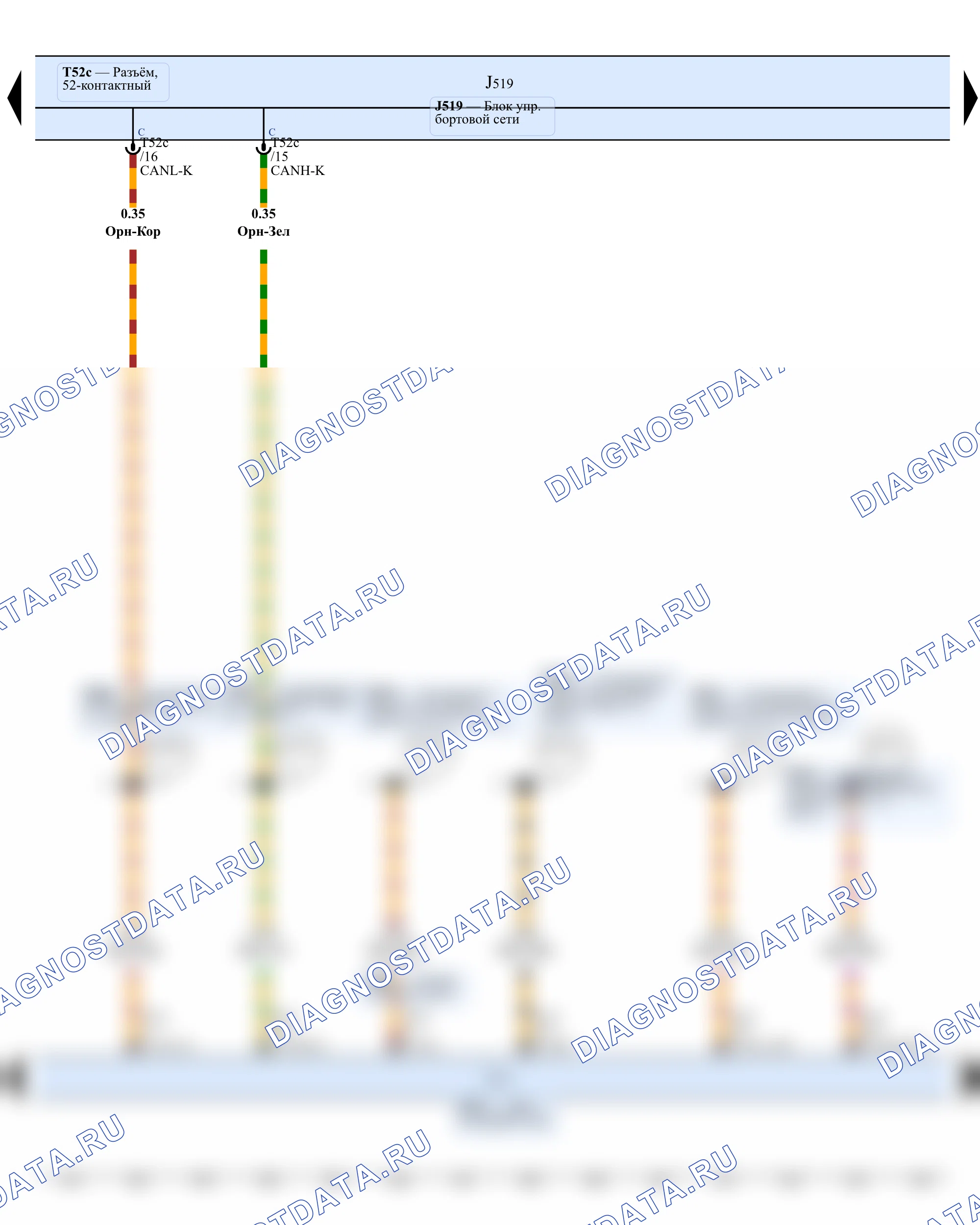 Шины данных (CAN-Bus) — Диагностический интерфейс шин данных, 2011 — Диагностический интерфейс шин данных, 2011, Схема 4 из 31. Skoda Yeti I (2009-2014)
