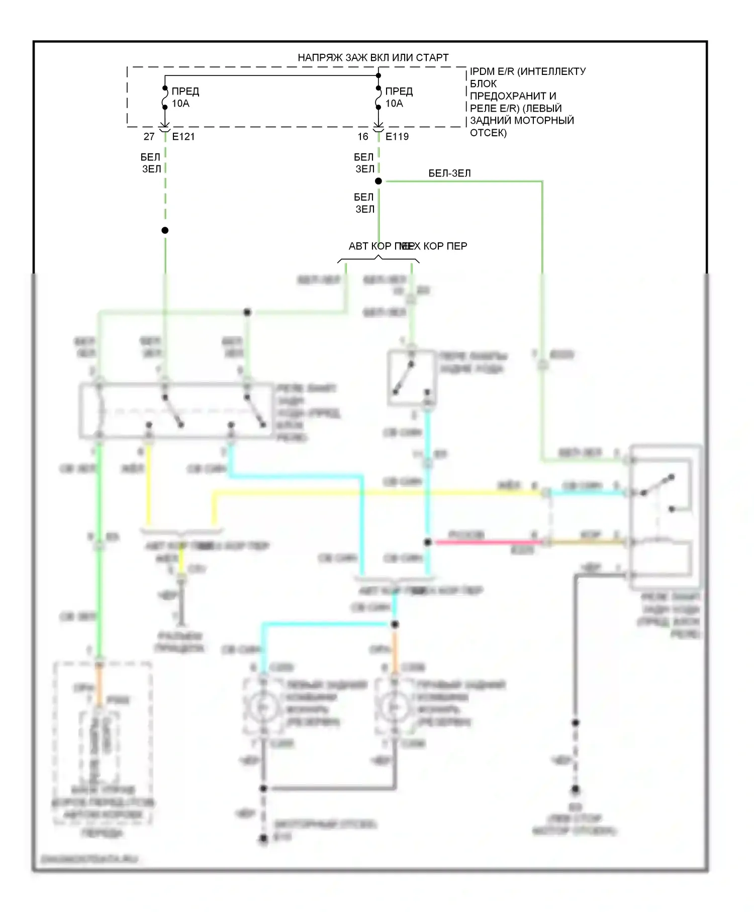 Фары и фонари — Электросхема фонарей заднего хода — Электросхема фонарей заднего хода. Suzuki Equator I (2008-2012)