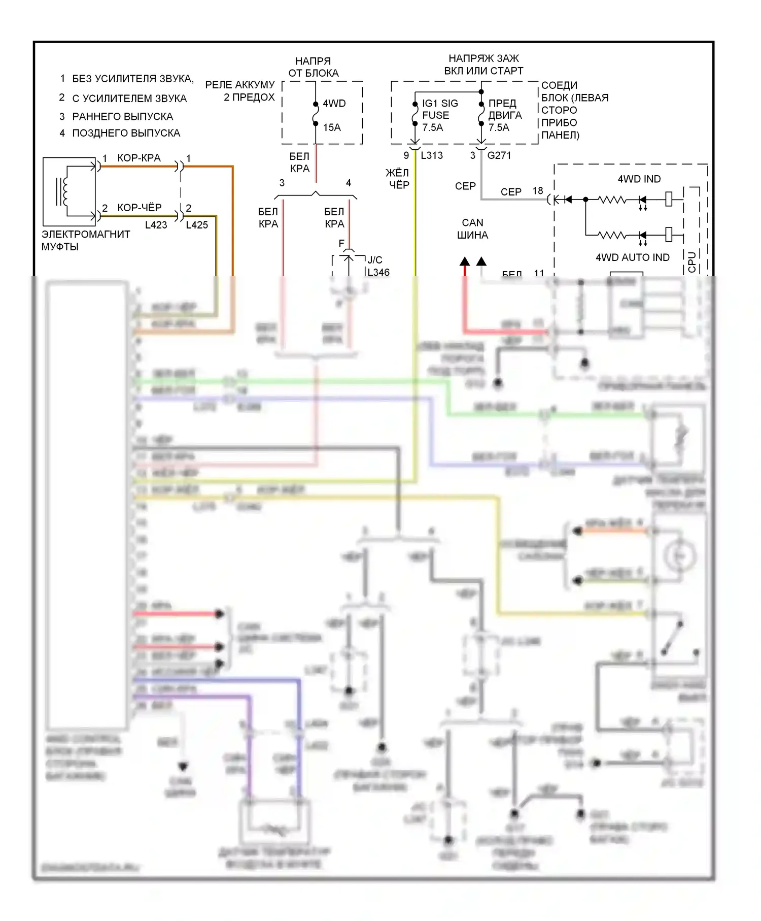 Коробка передач — Электросхема 4wd — Электросхема 4wd. Suzuki Kizashi I (2009-2014)
