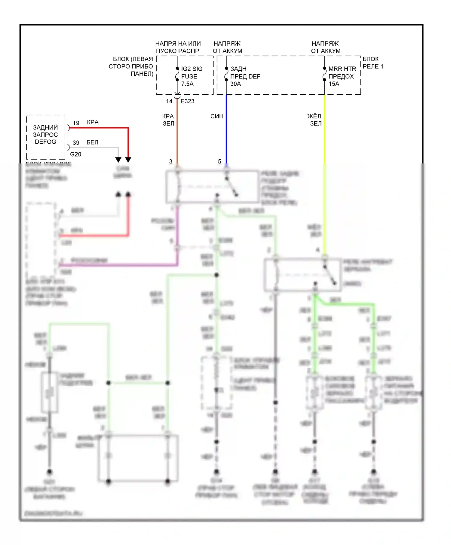 Подогрев стекол — Электросхема подогрева стекол — Электросхема подогрева стекол. Suzuki Kizashi I (2009-2014)