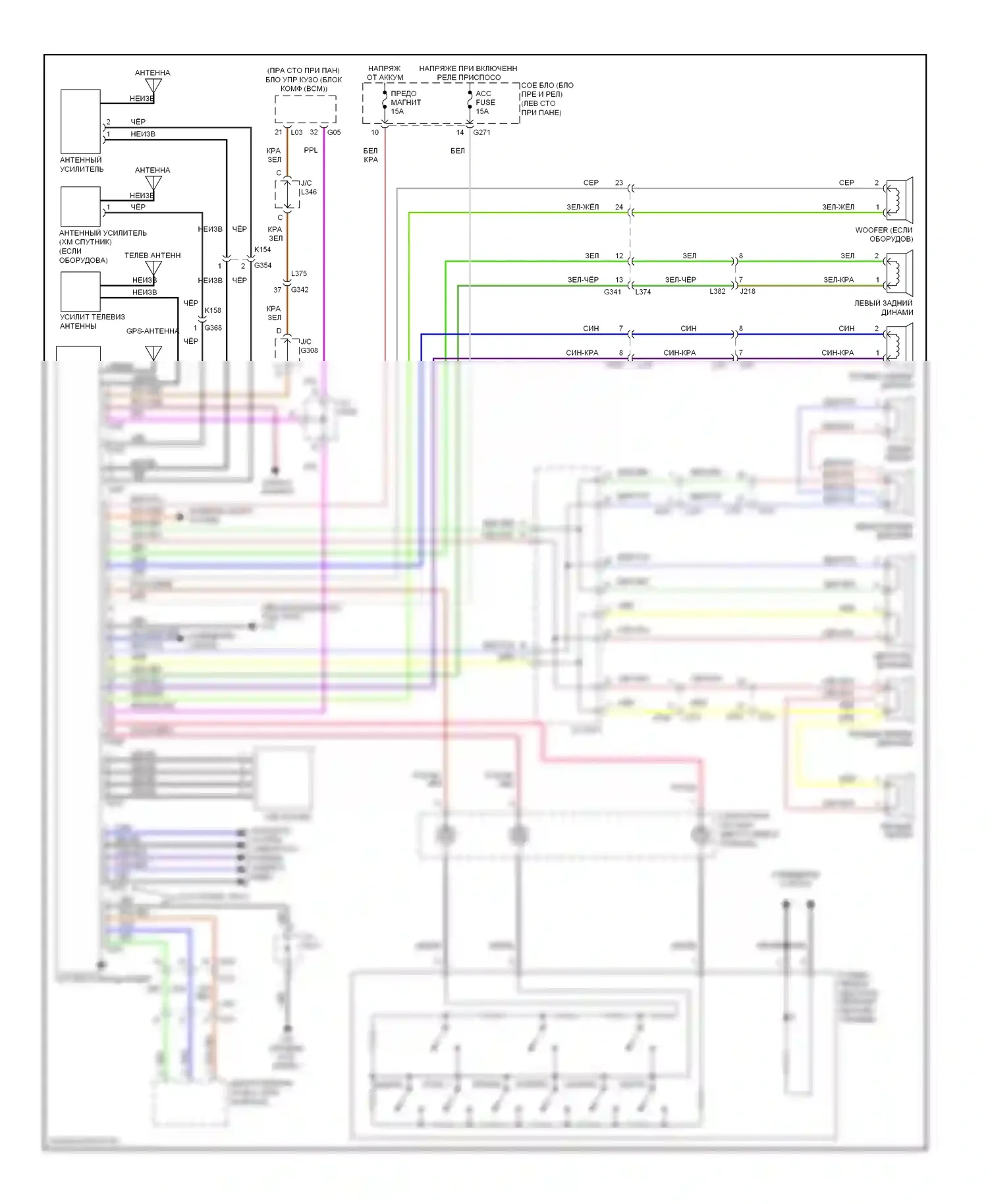 Системы помощи водителю — Электросхема навигации, без усилителя звука — Электросхема навигации, без усилителя звука. Suzuki Kizashi I (2009-2014)