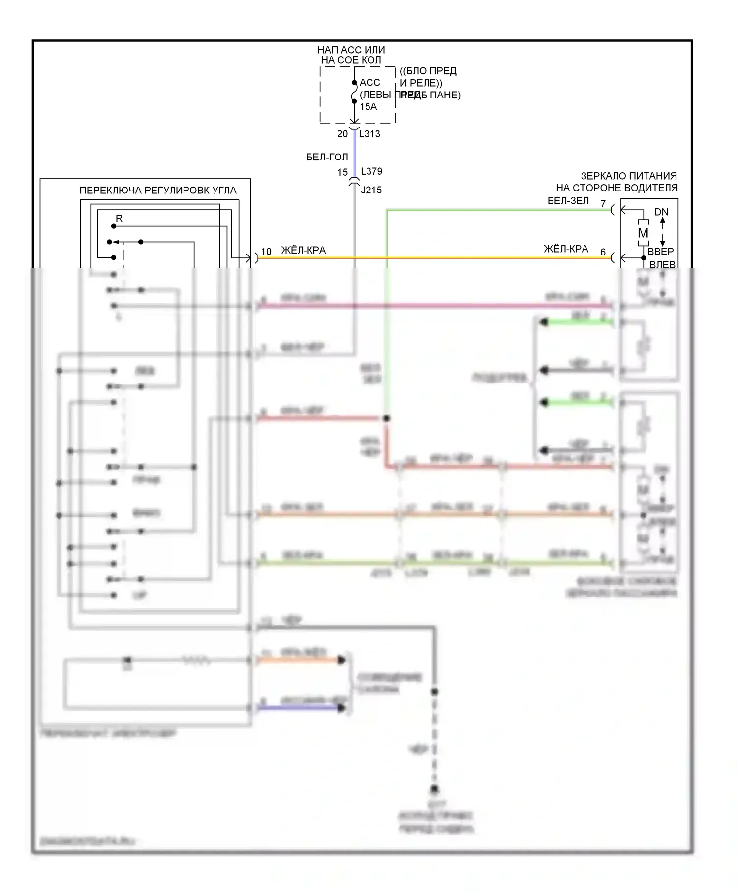 Управление зеркалами заднего вида — Электросхема управления зеркалами заднего вида — Электросхема управления зеркалами заднего вида. Suzuki Kizashi I (2009-2014)