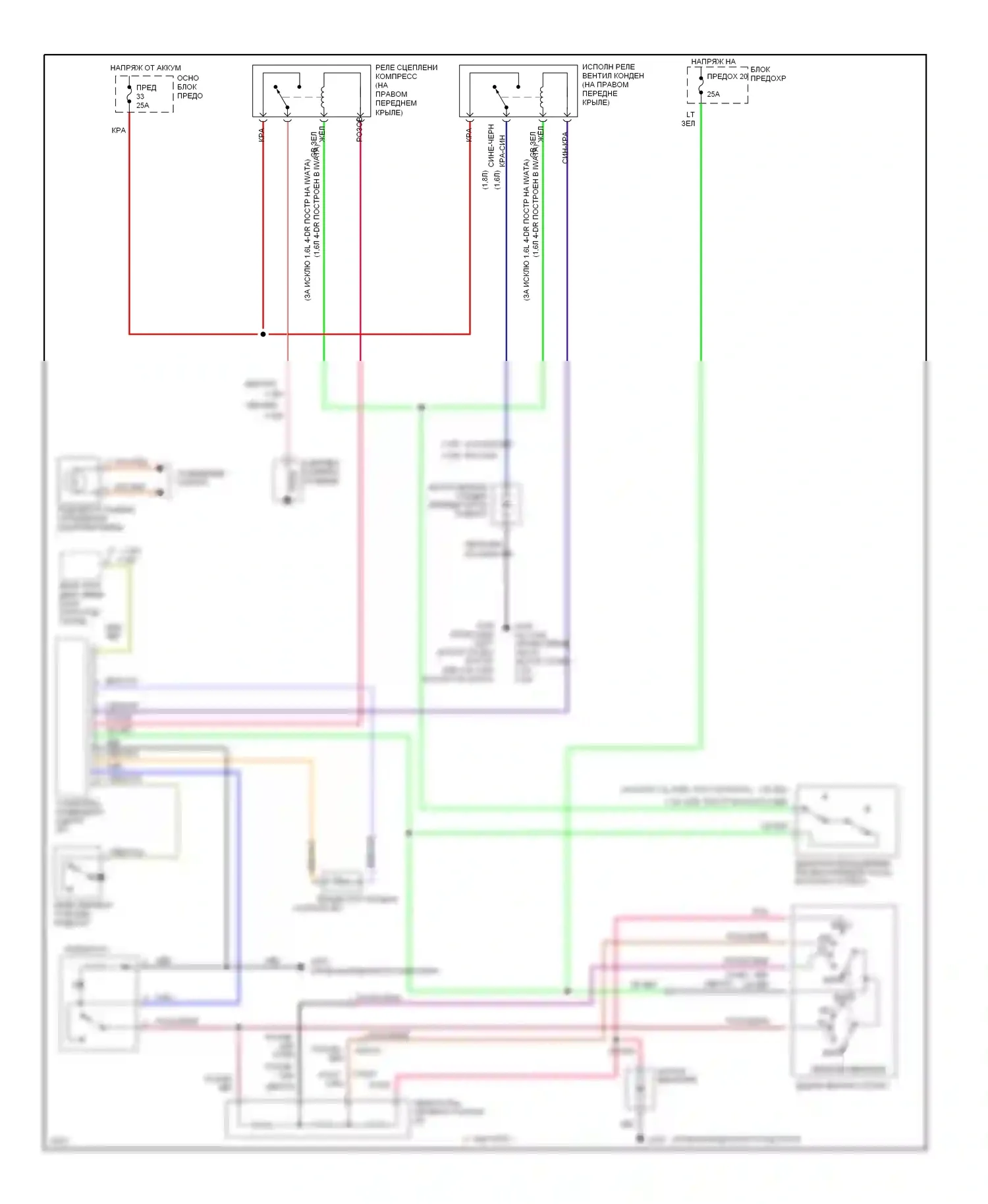 Кондиционирование воздуха — Электросхема кондиционера — Электросхема кондиционера. Suzuki Sidekick I (1988-1998)