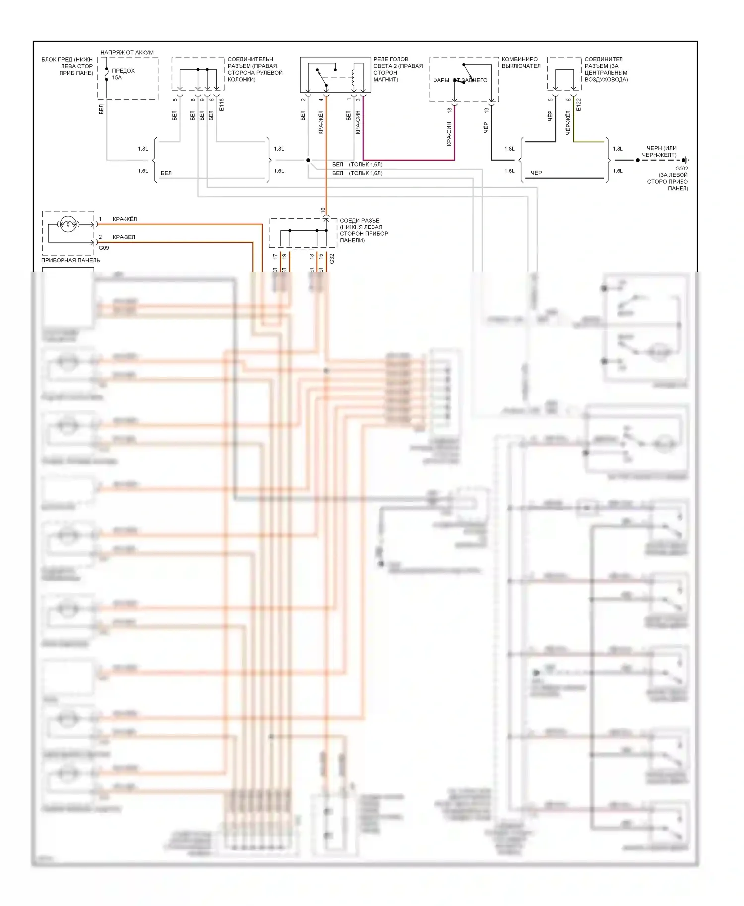 Освещение салона — Электросхема внутреннего освещения, 4 двери — Электросхема внутреннего освещения, 4 двери. Suzuki Sidekick I (1988-1998)