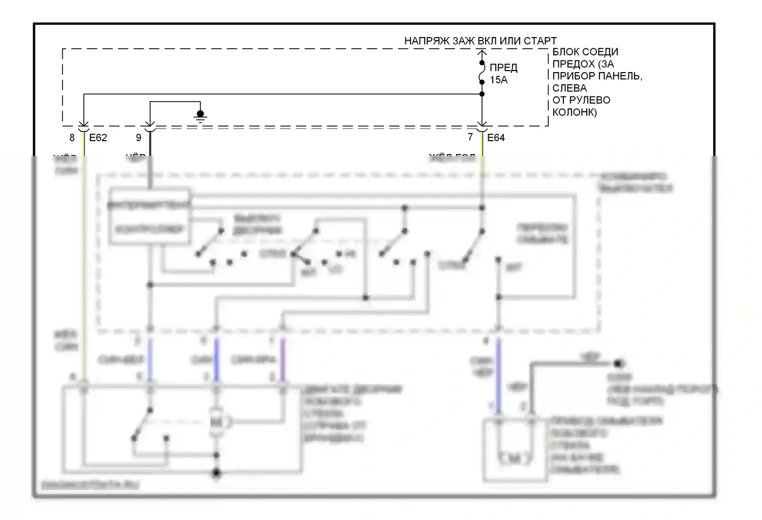 Дворники и омыватели — Электросхема передних дворников и омывателей — Электросхема передних дворников и омывателей. Suzuki Swift II рестайлинг (1995-2003)