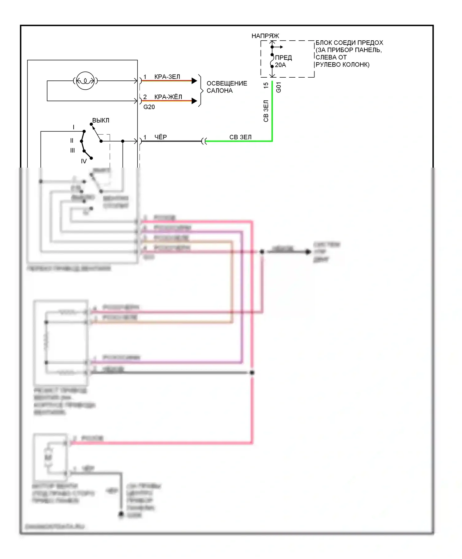 Кондиционирование воздуха — Электросхема нагревателя — Электросхема нагревателя. Suzuki Swift II рестайлинг (1995-2003)