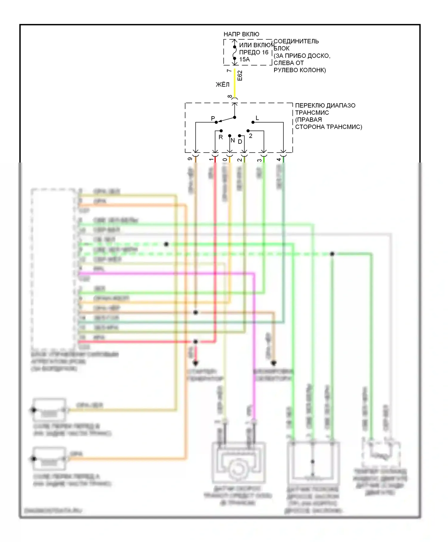 Коробка передач — Электросхема автоматической коробки передач — Электросхема автоматической коробки передач. Suzuki Swift II рестайлинг (1995-2003)