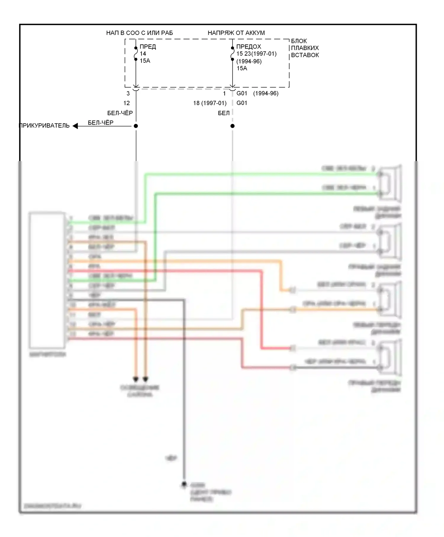 Магнитола — Магнитола электросхем — Магнитола электросхем. Suzuki Swift II рестайлинг (1995-2003)
