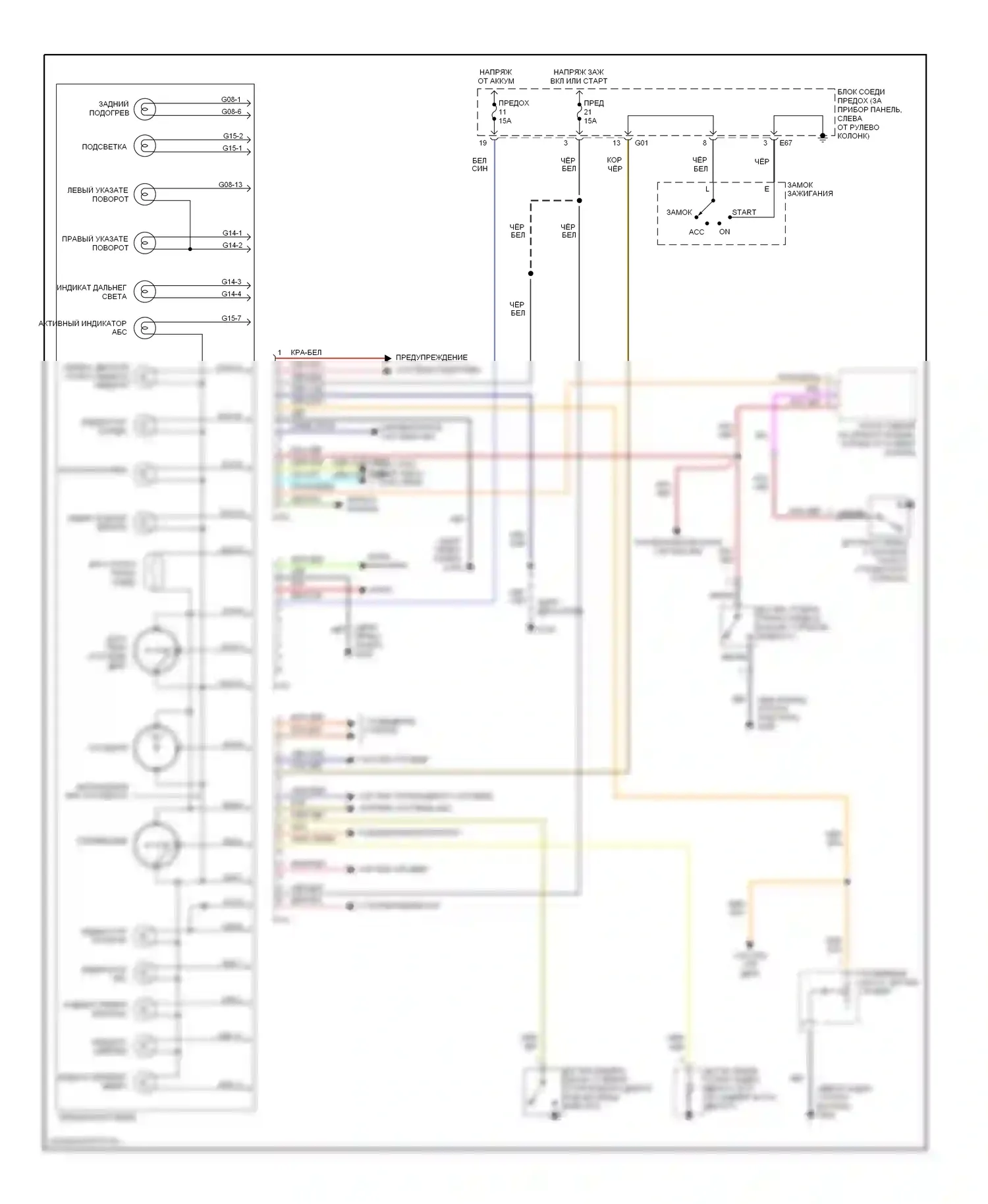 Приборная панель — Электросхема приборной панели — Электросхема приборной панели. Suzuki Swift II рестайлинг (1995-2003)