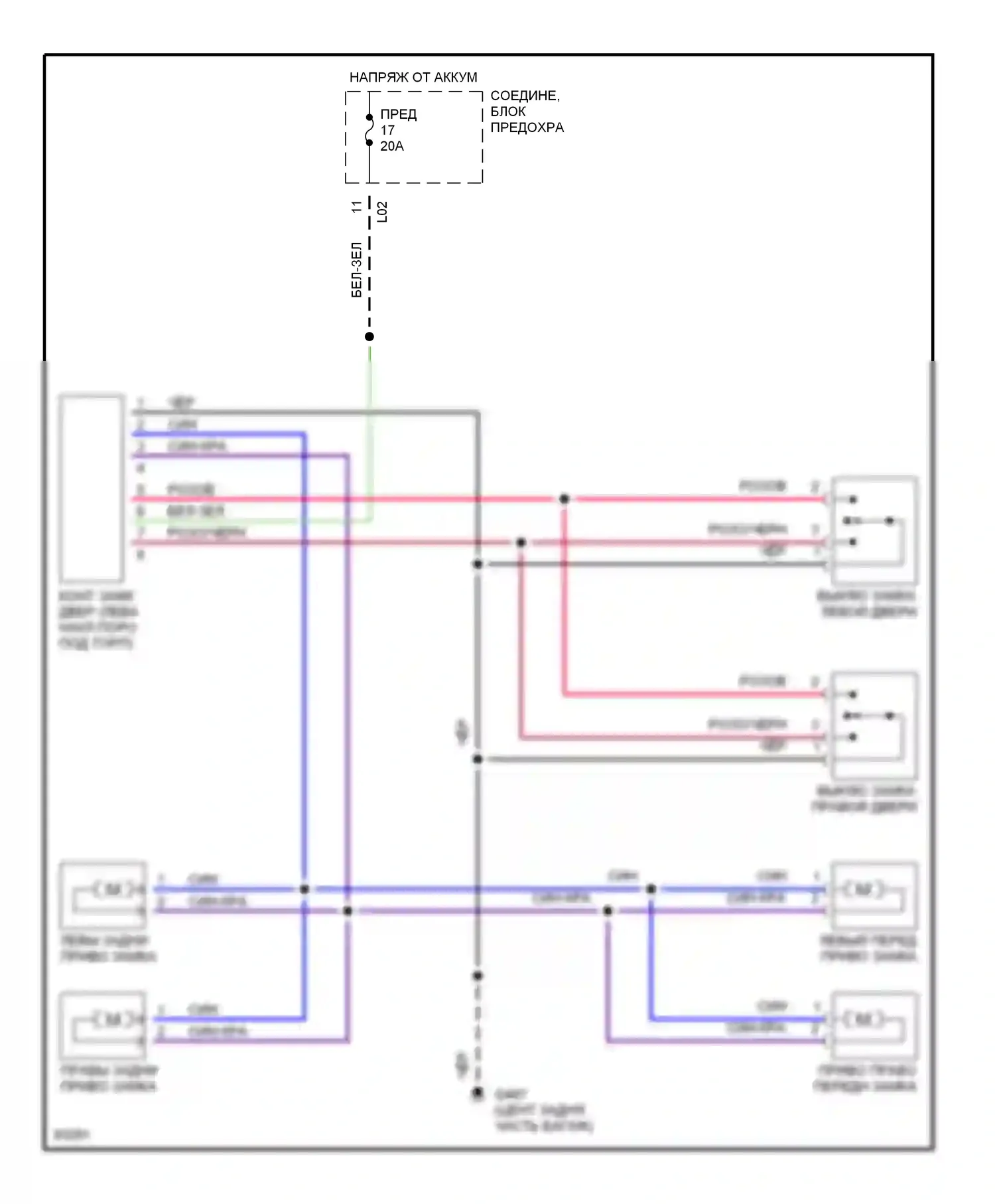 Центральный замок — Электросхема замка силовой двери — Электросхема замка силовой двери. Suzuki Swift II рестайлинг (1995-2003)