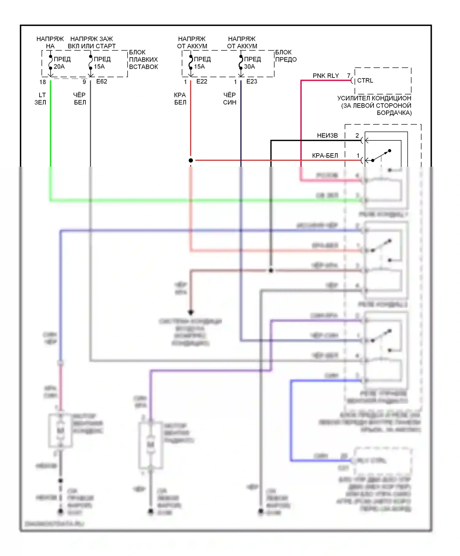 Вентилятор охлаждения — Электросхема вентилятора охлаждения — Электросхема вентилятора охлаждения. Suzuki Swift II рестайлинг (1995-2003)